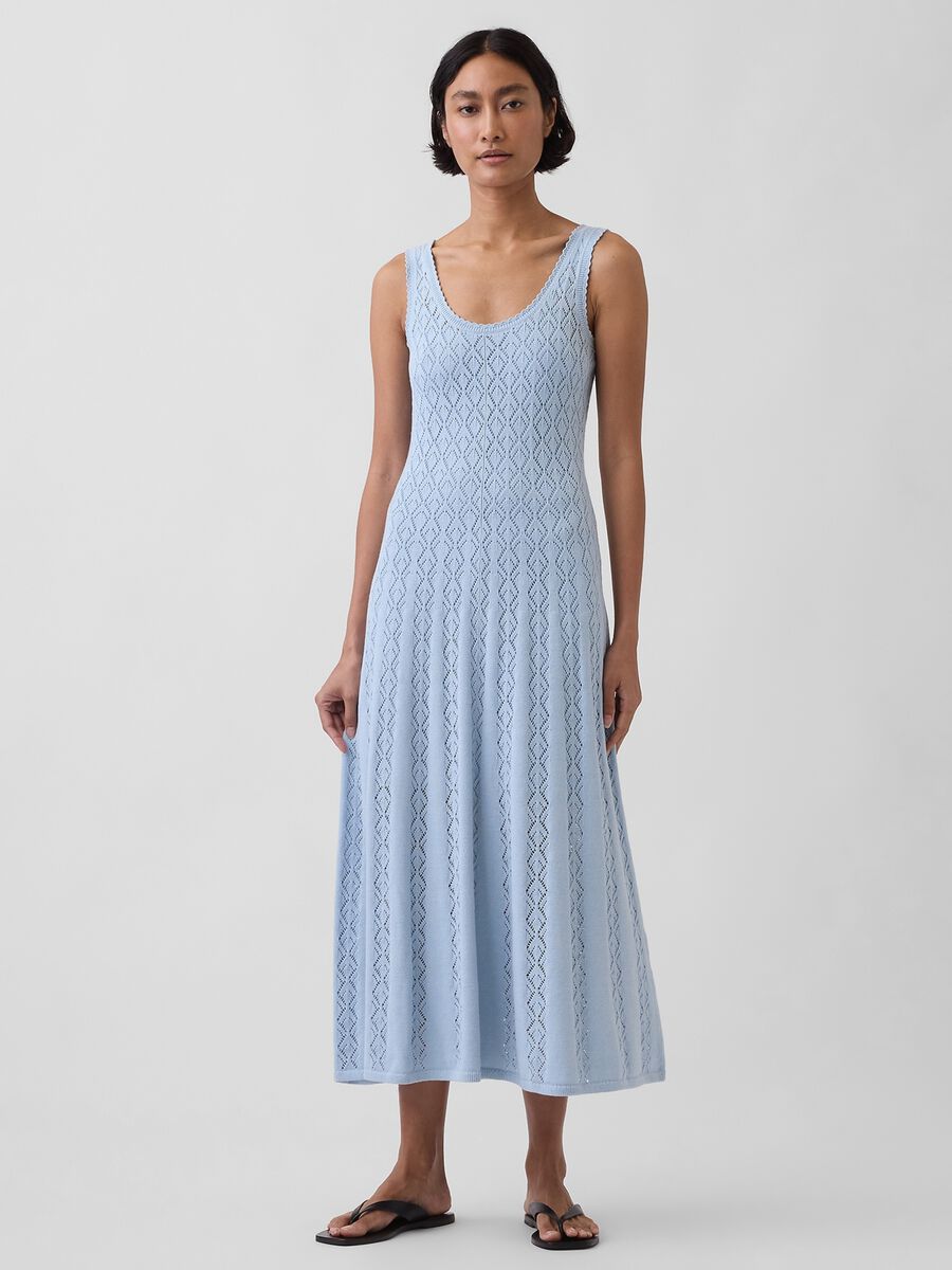 Vestito lungo in puro cotone con lavorazione crochet_0