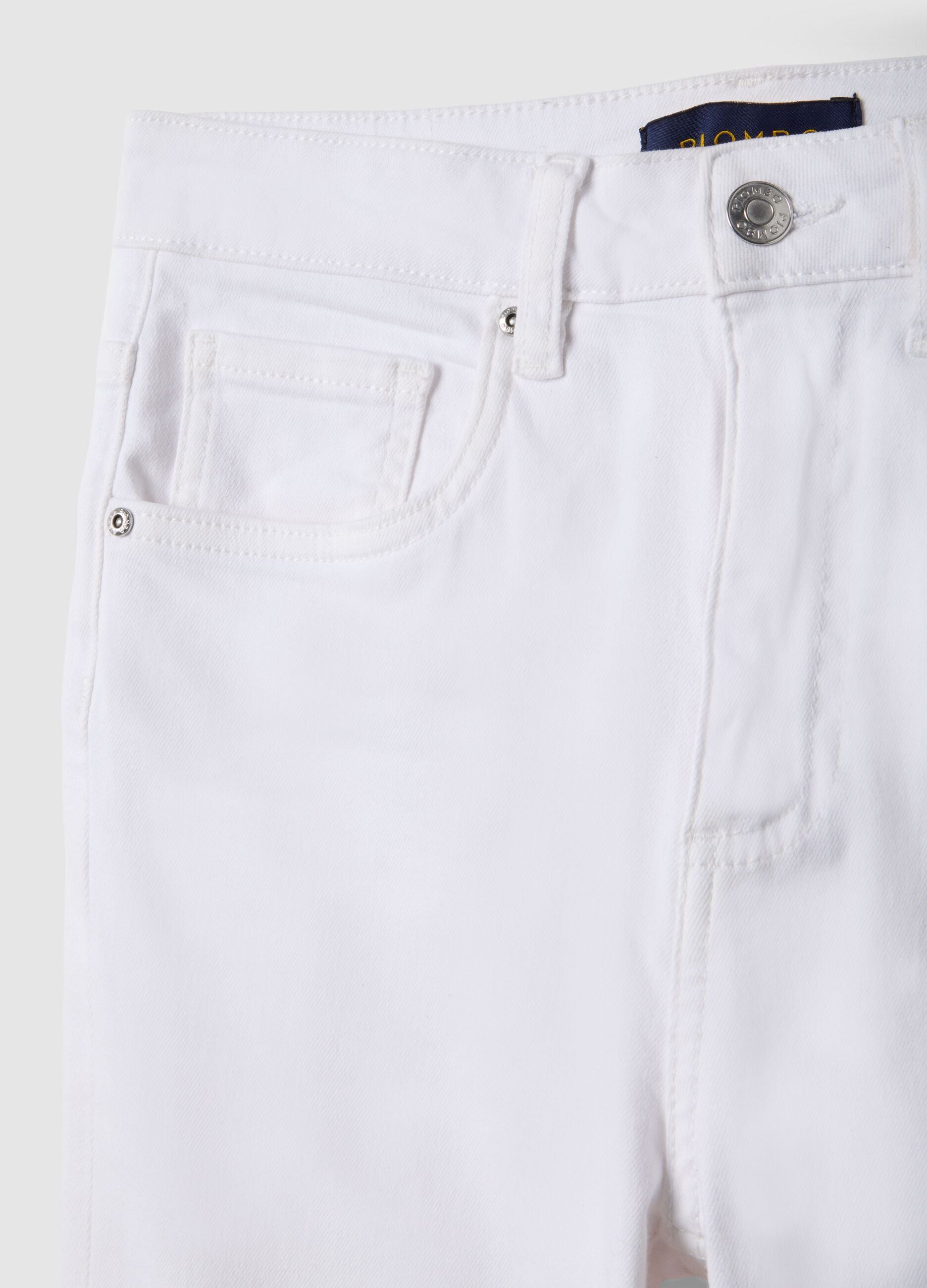 White Stretch Cotton Flare Jeans