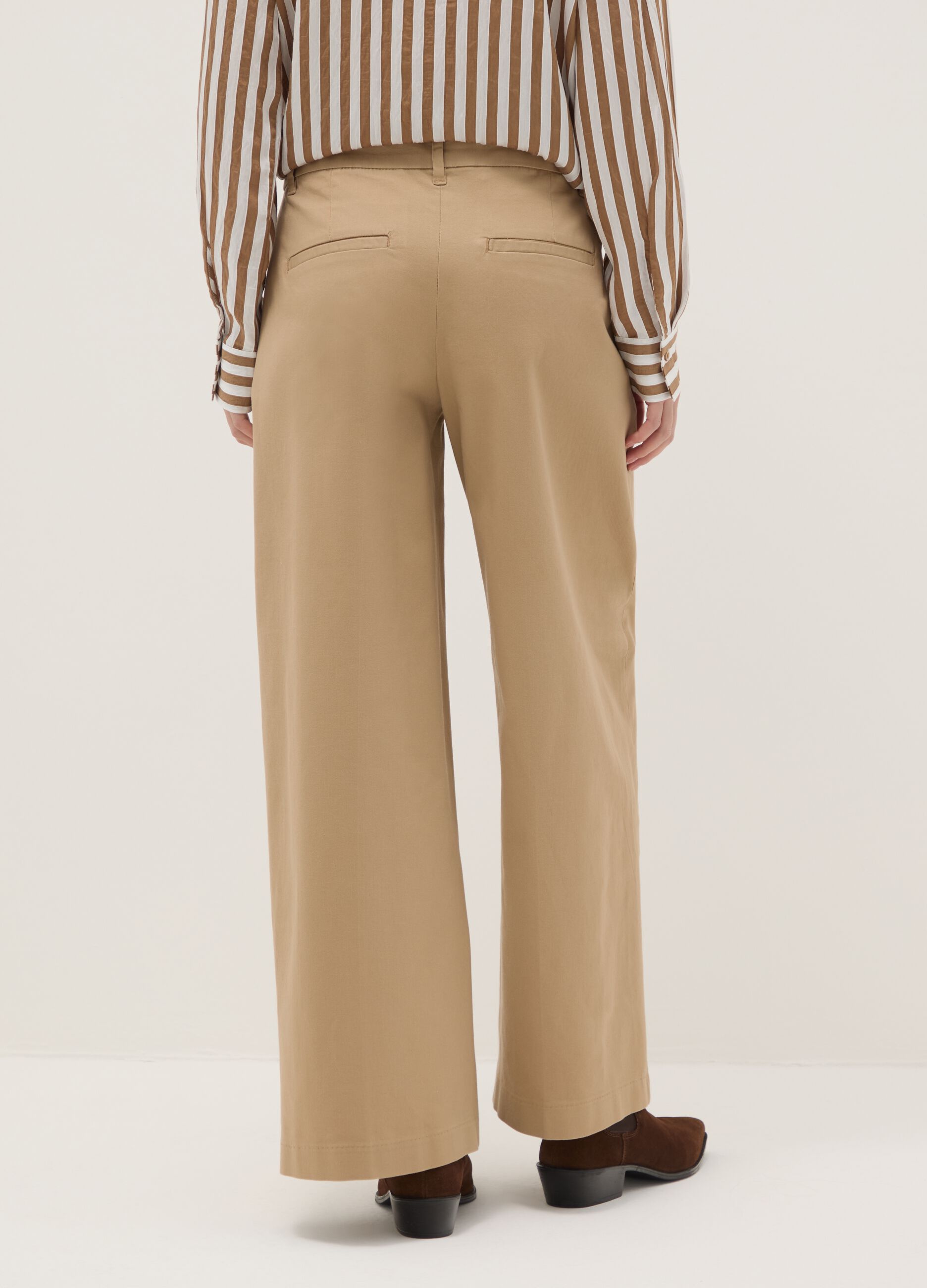 Beige Stretch Cotton Chino Trousers Regular Fit