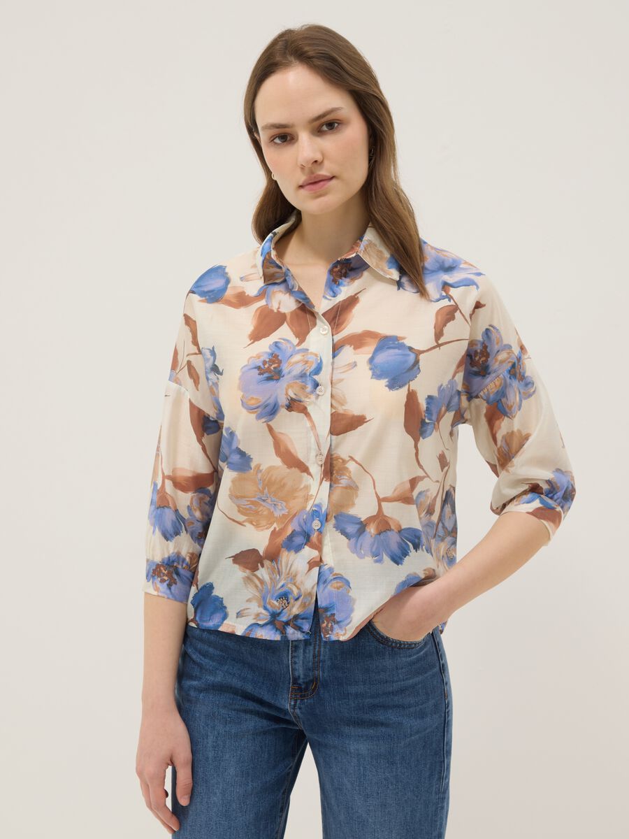 Regular-fit floral print viscose-blend shirt_0
