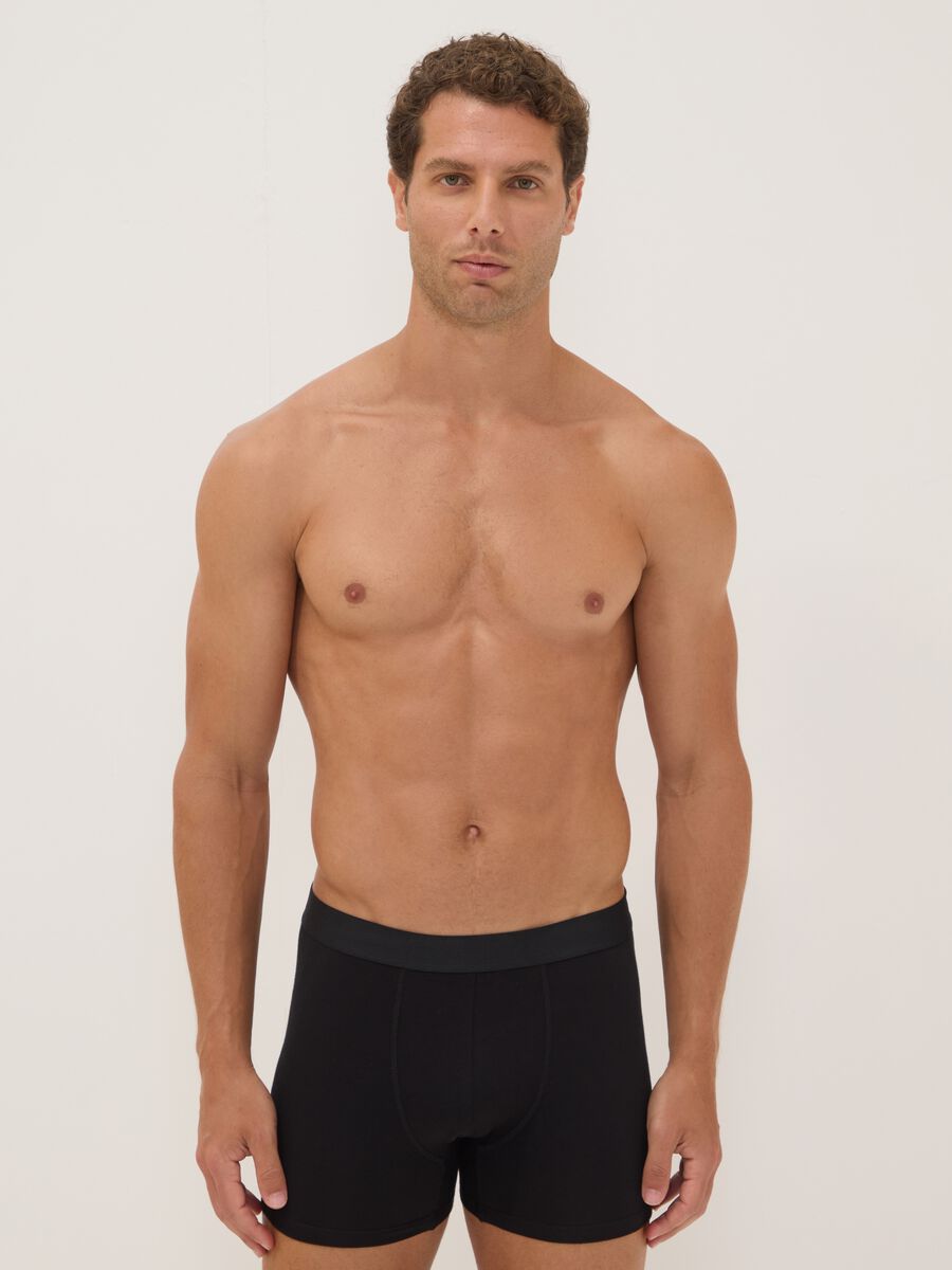 Tripack di boxer midi neri in cotone organico_0