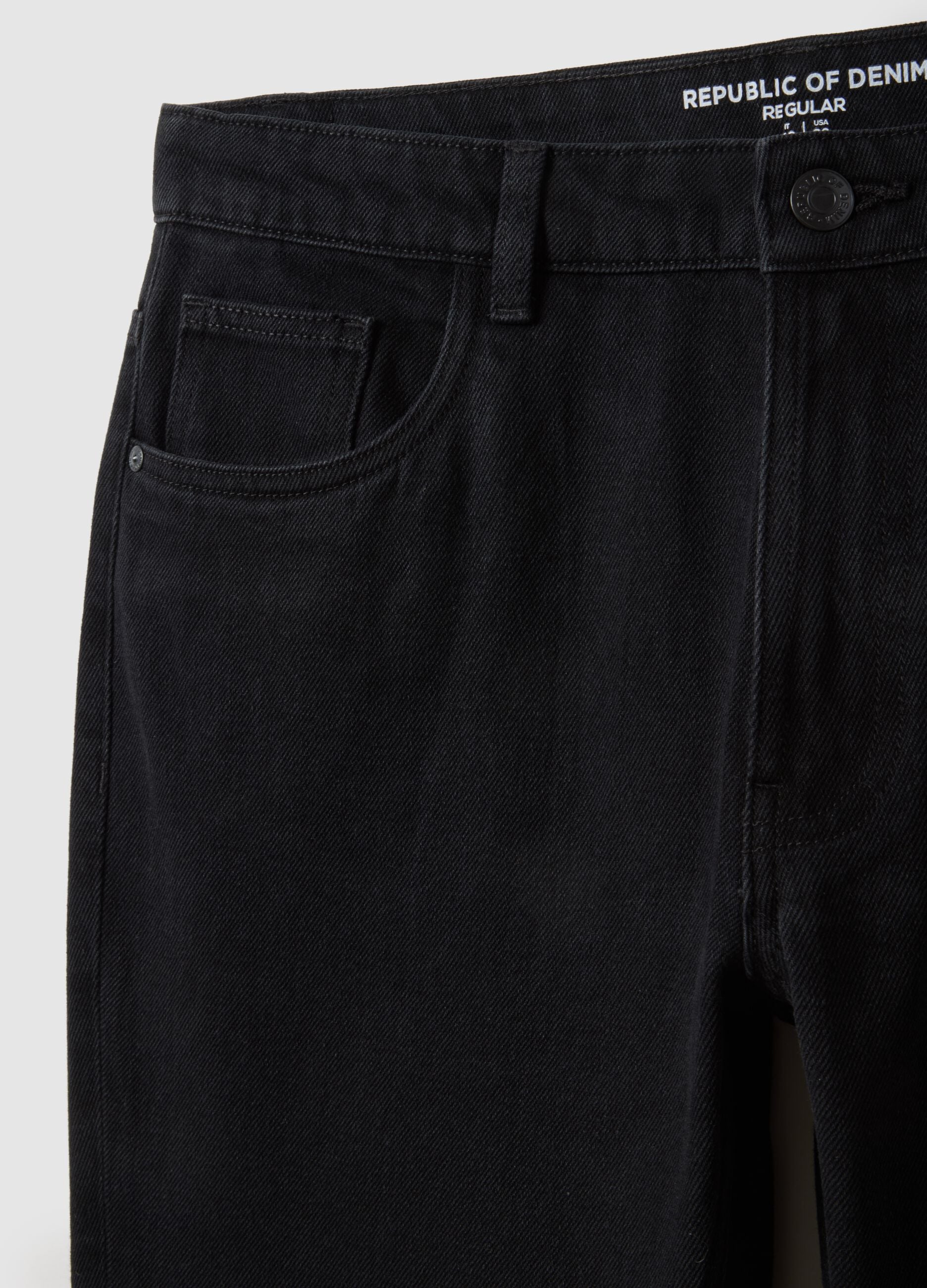 Black cotton blend trousers in regular fit