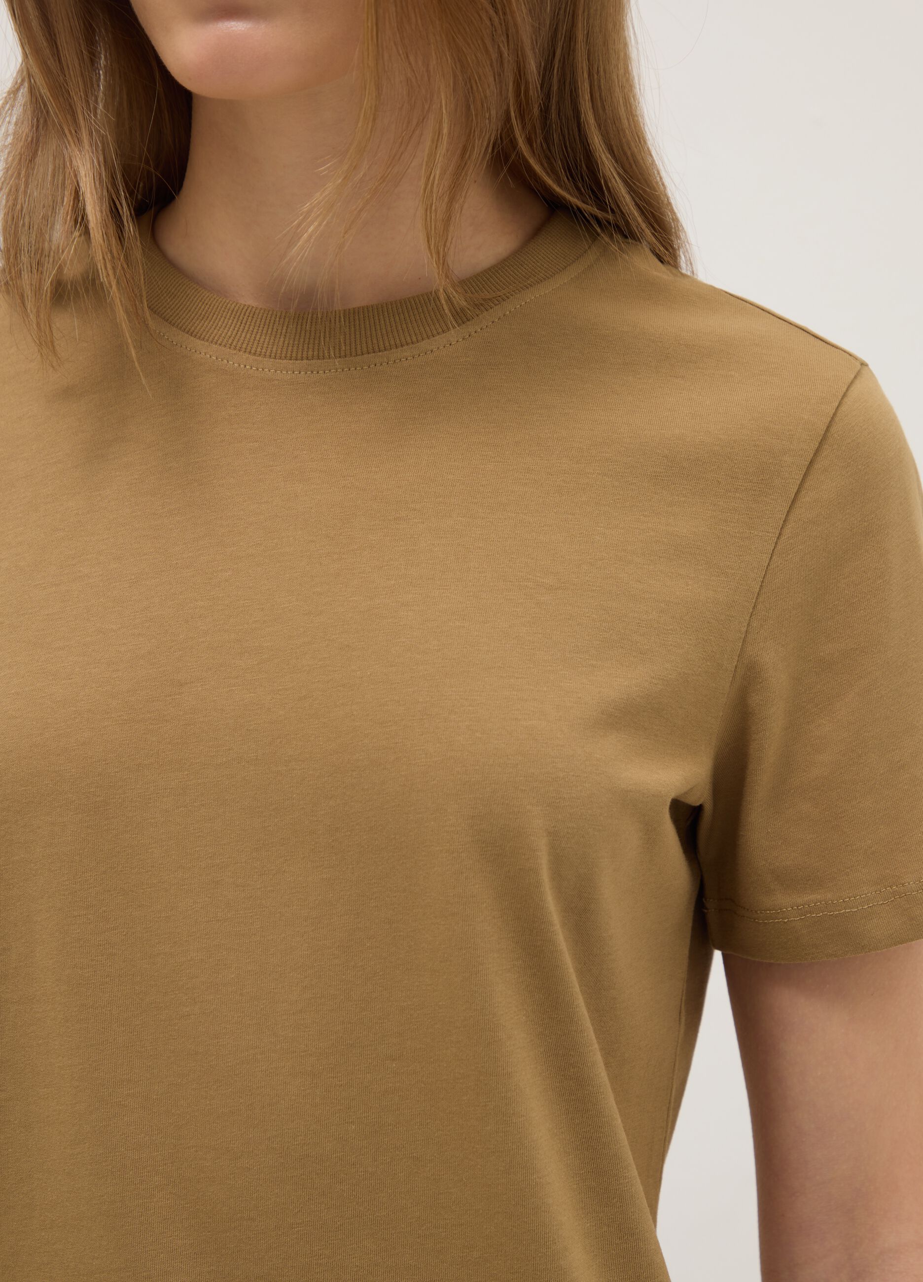Brown pure cotton regular fit T-shirt