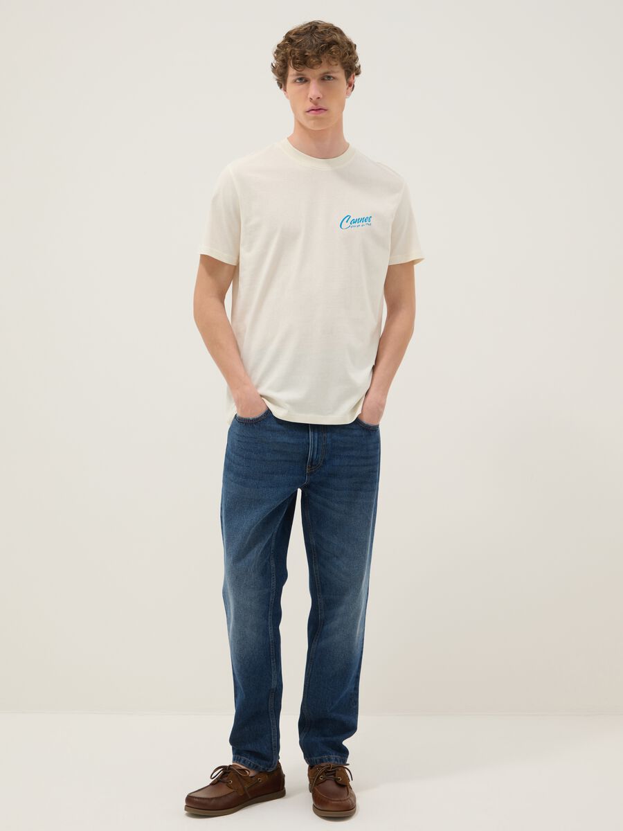 White pure cotton T-shirt with print_2