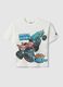 White pure cotton oversized fit children's T-shirt with Hot Wheels_0