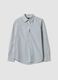 White cotton poplin shirt with purple stripes, regular fit_0