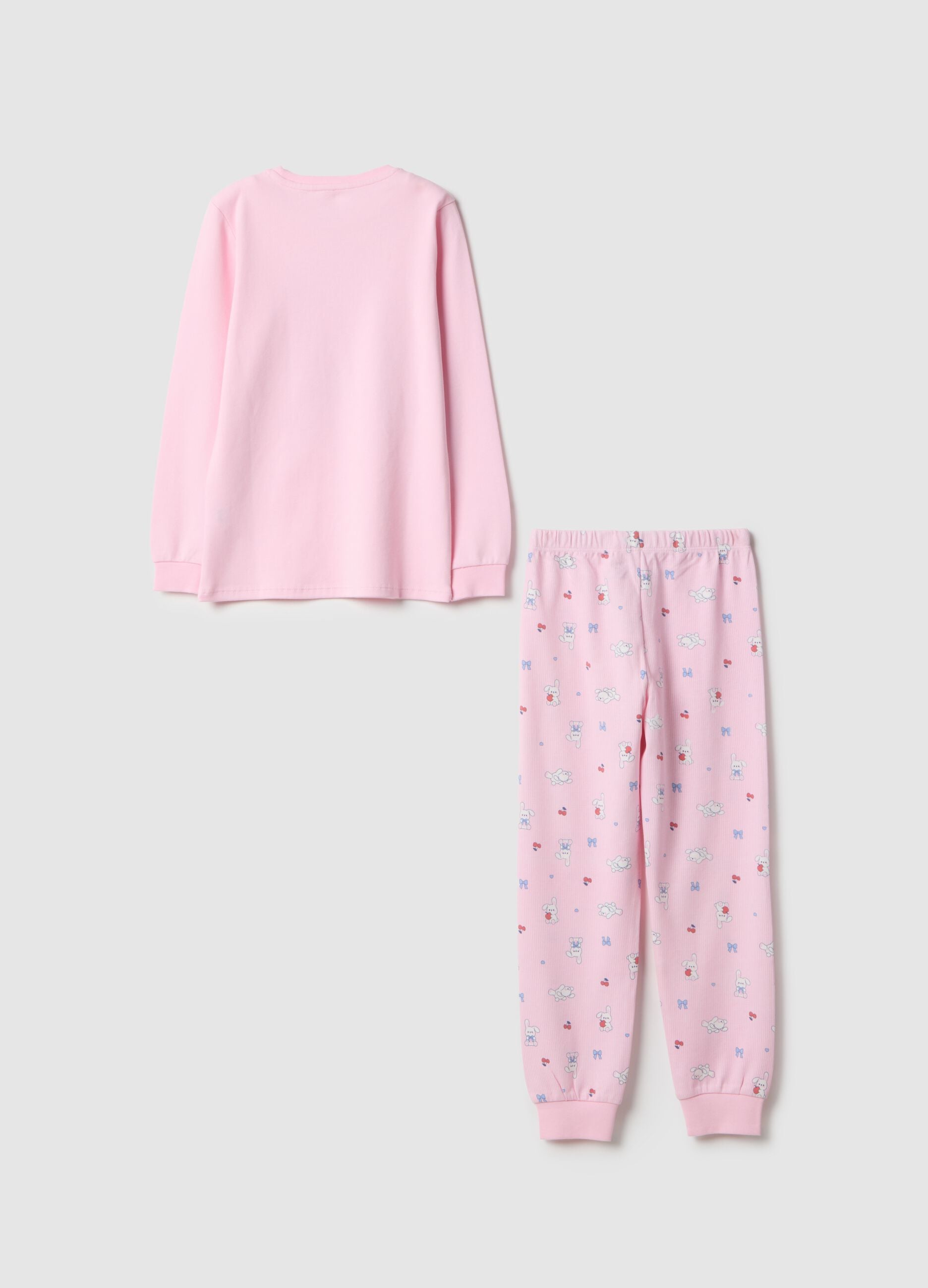 Pink pure cotton girl's pyjamas, regular fit with print