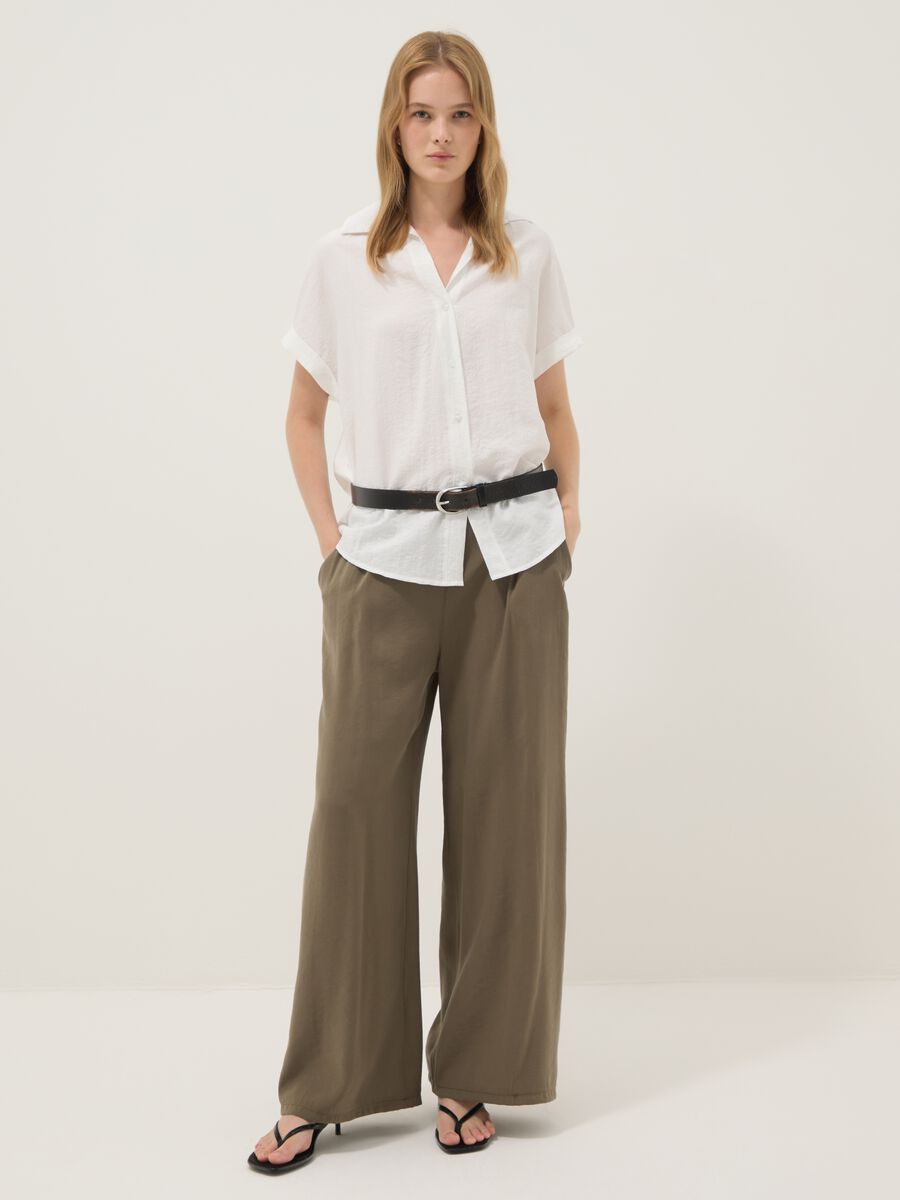 Green viscose-blend palazzo trousers_0