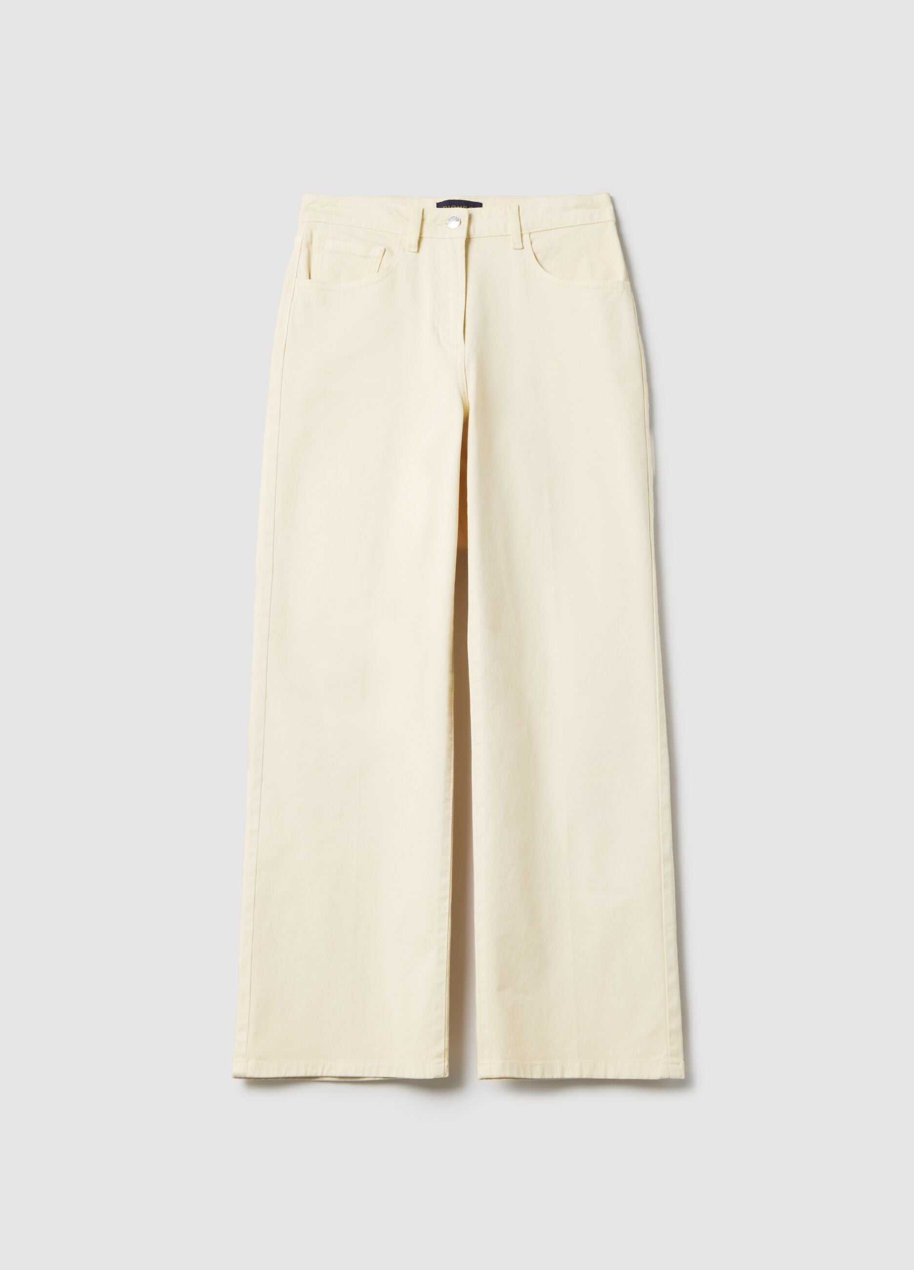 Straight Beige Stretch Cotton Chino Trousers