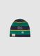 Multicolour striped stretch cotton hat with &lsquo;Club&rsquo; slogan_0