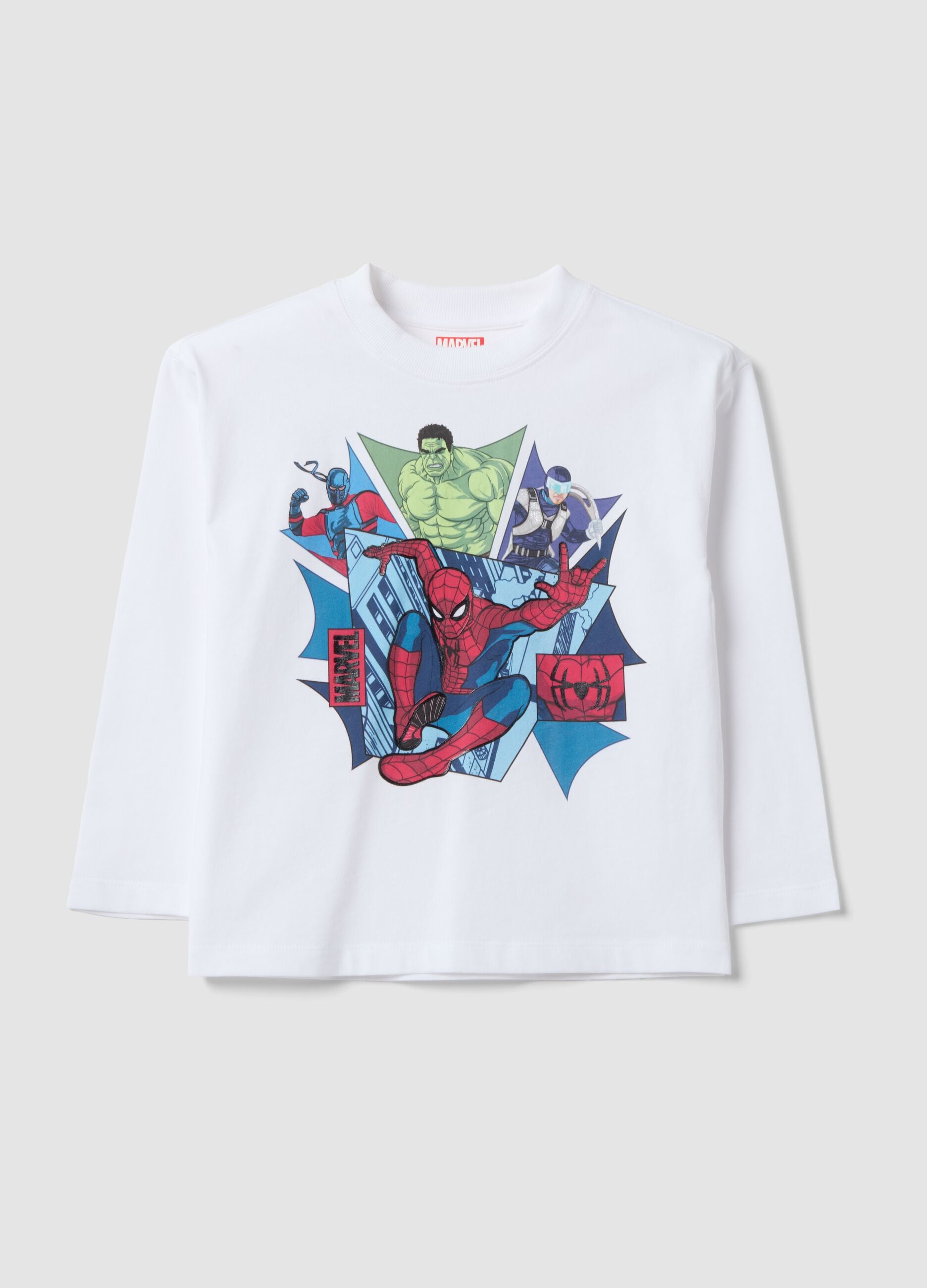 White oversized pure cotton Spider-Man print T-shirt for boys