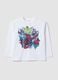 White oversized pure cotton Spider-Man print T-shirt for boys_0