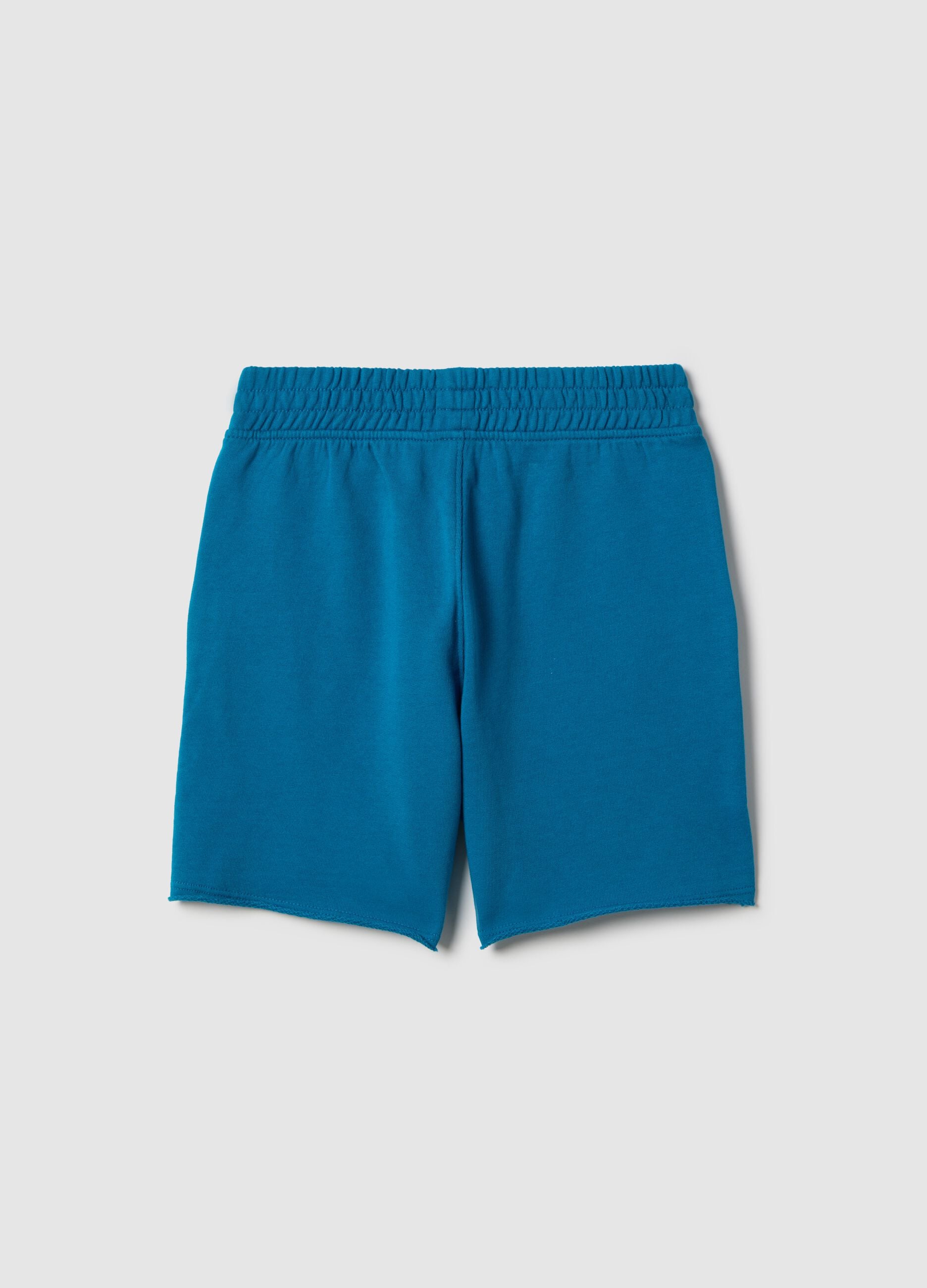 Children's regular fit blue short joggers in pure cotton