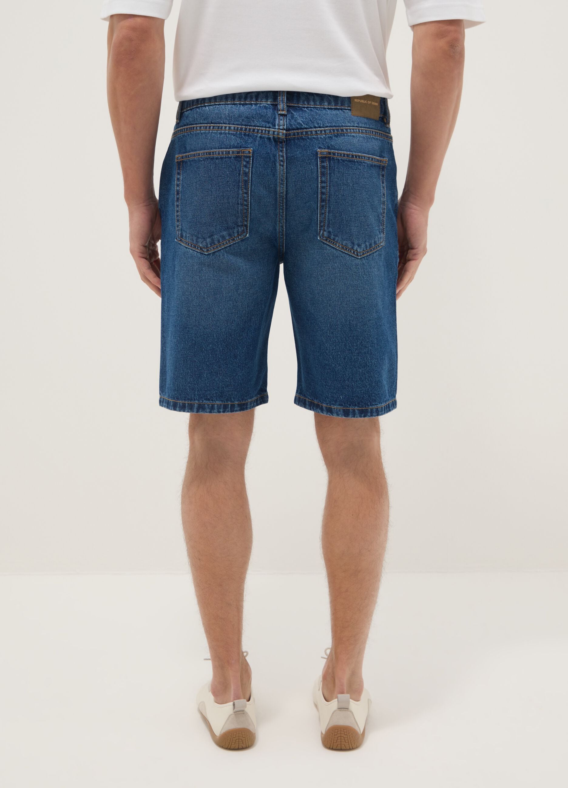 Blue denim Bermuda shorts in pure cotton, regular fit