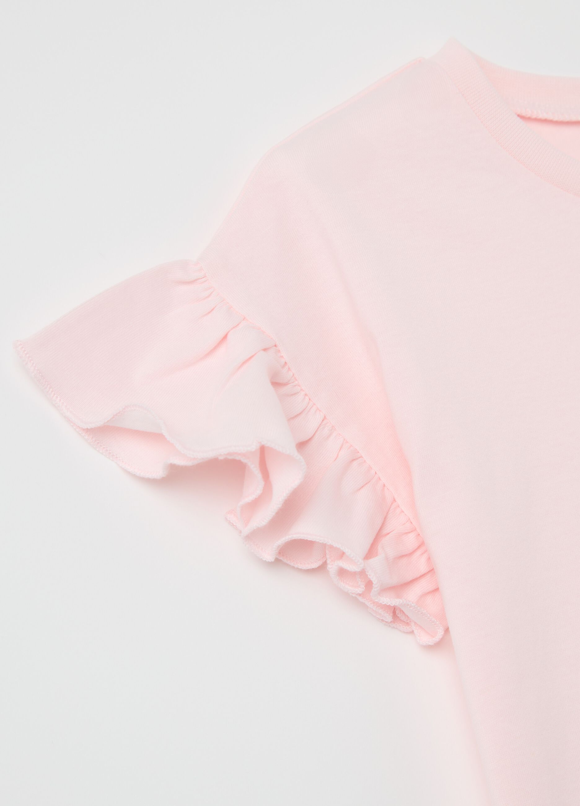 Pink T-shirt in cotton with diamant&eacute;s