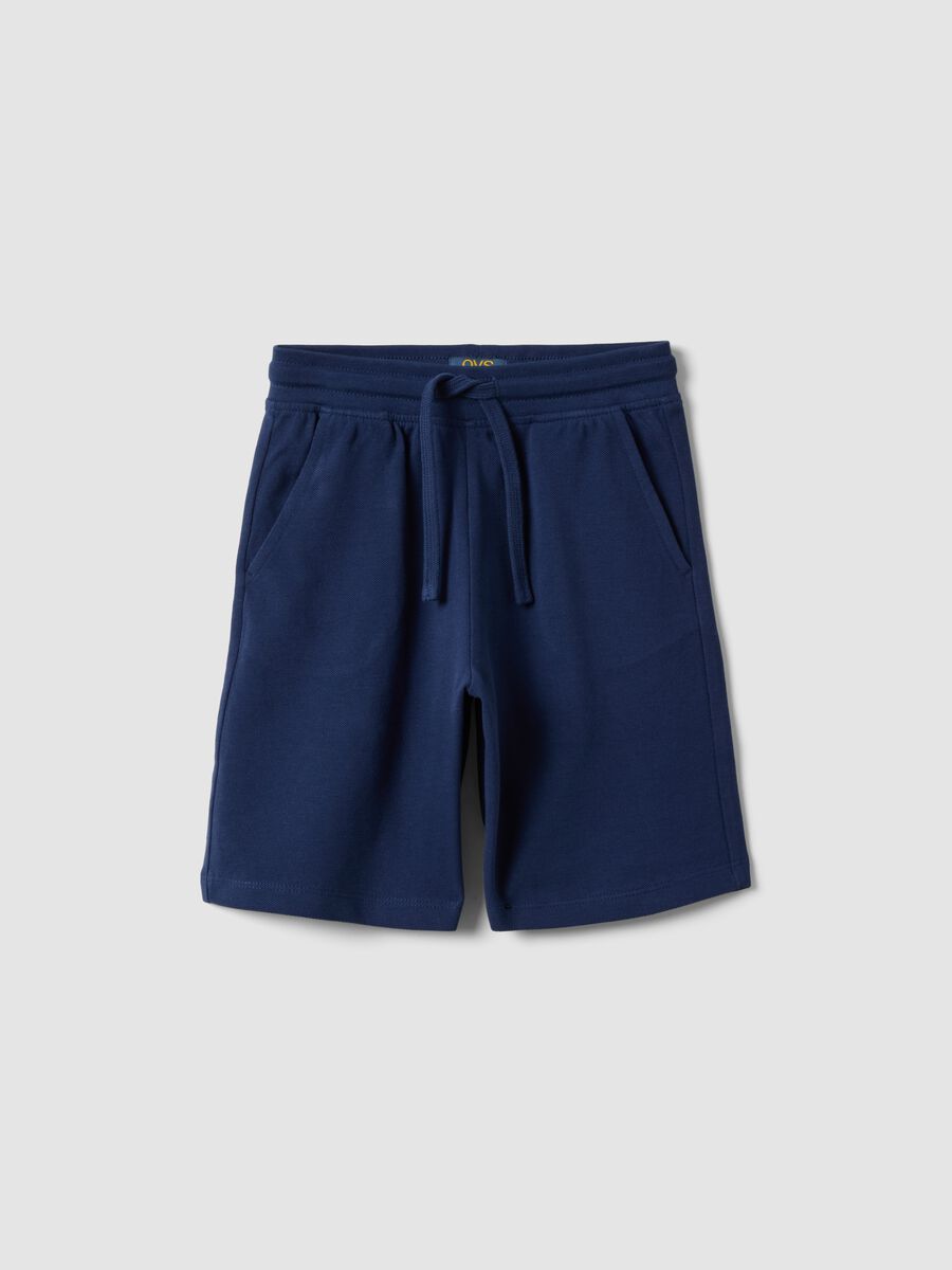 Children's regular fit blue pure cotton shorts_0