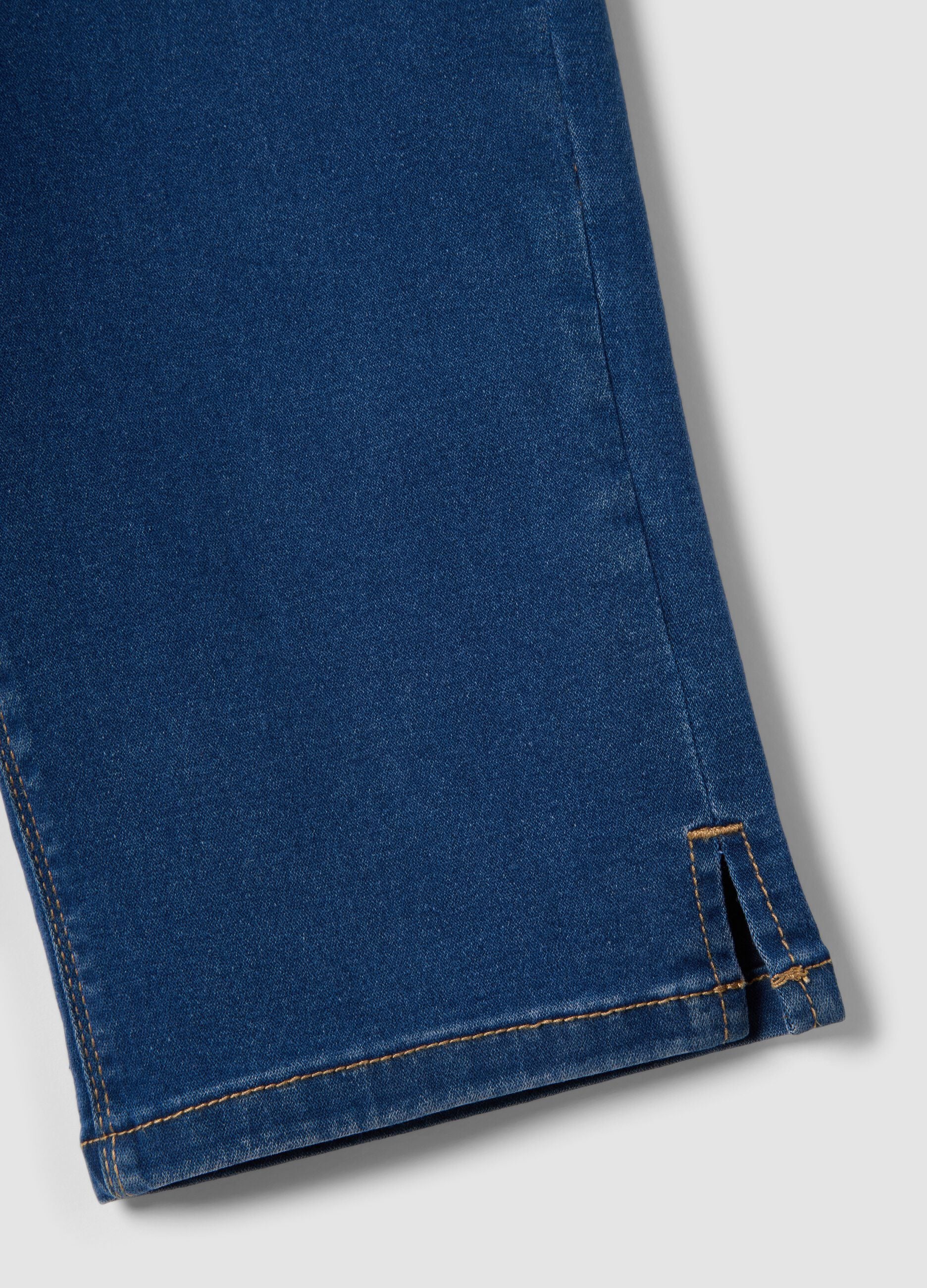 Slim fit blue stretch cotton blend trousers