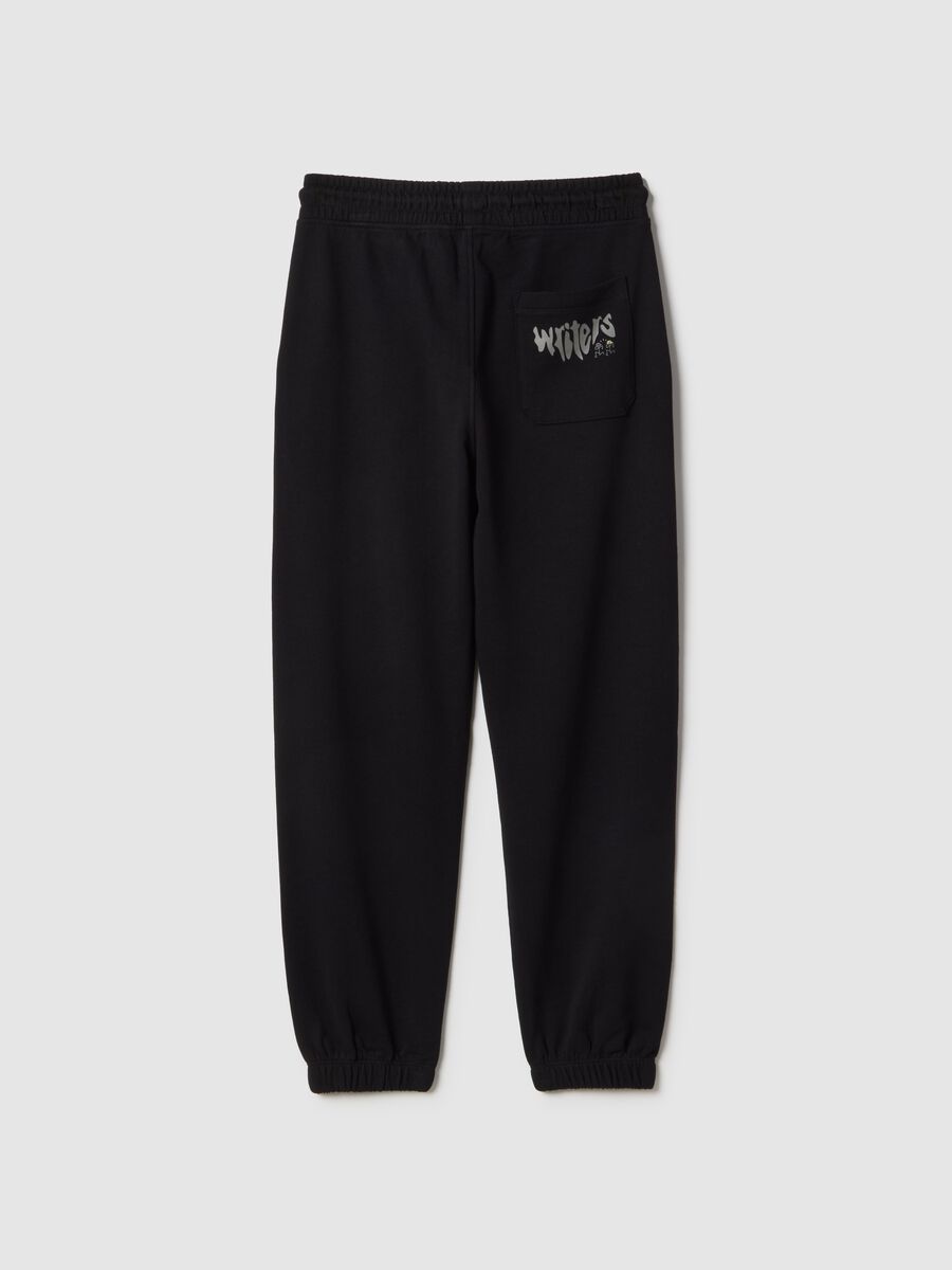 Black cotton and viscose mix regular fit jogger trousers for boys_4