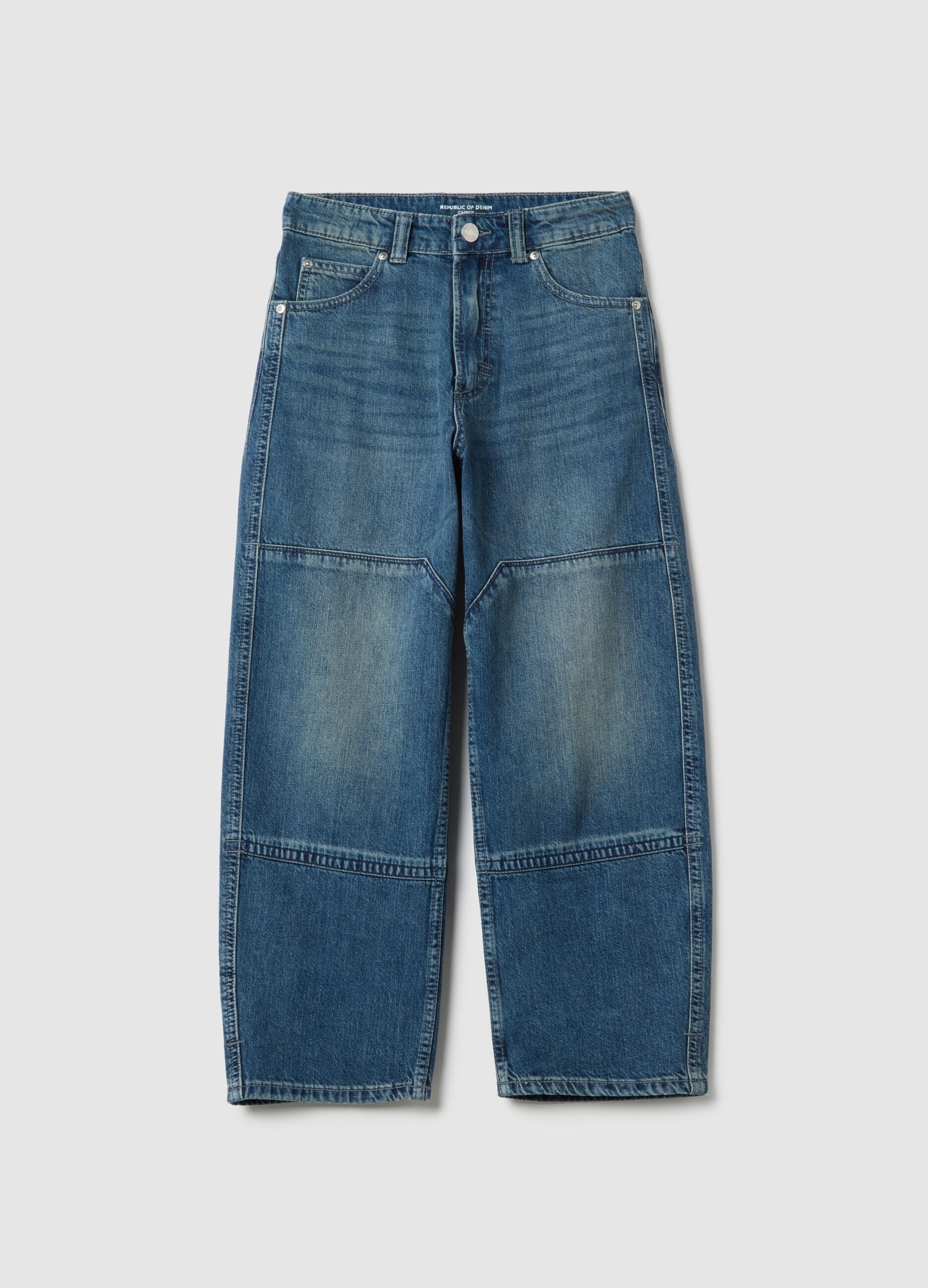 Boys' pure cotton denim carrot fit cargo jeans