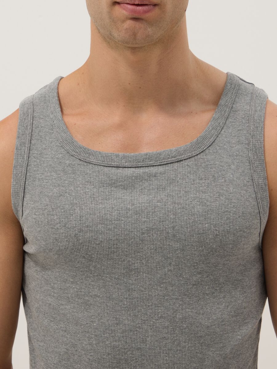 Grey regular fit cotton tank top_1