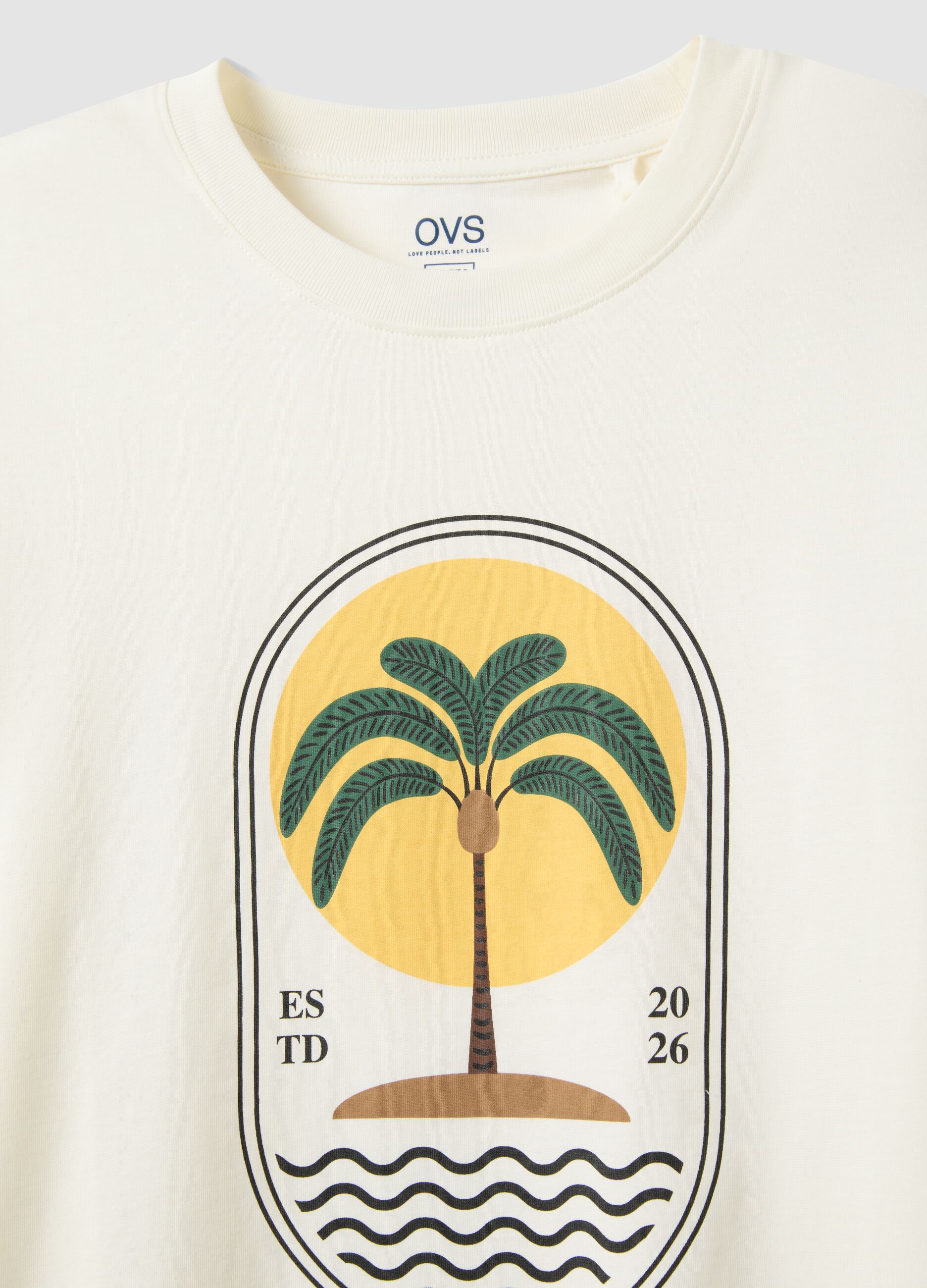 White pure cotton t-shirt regular fit with print