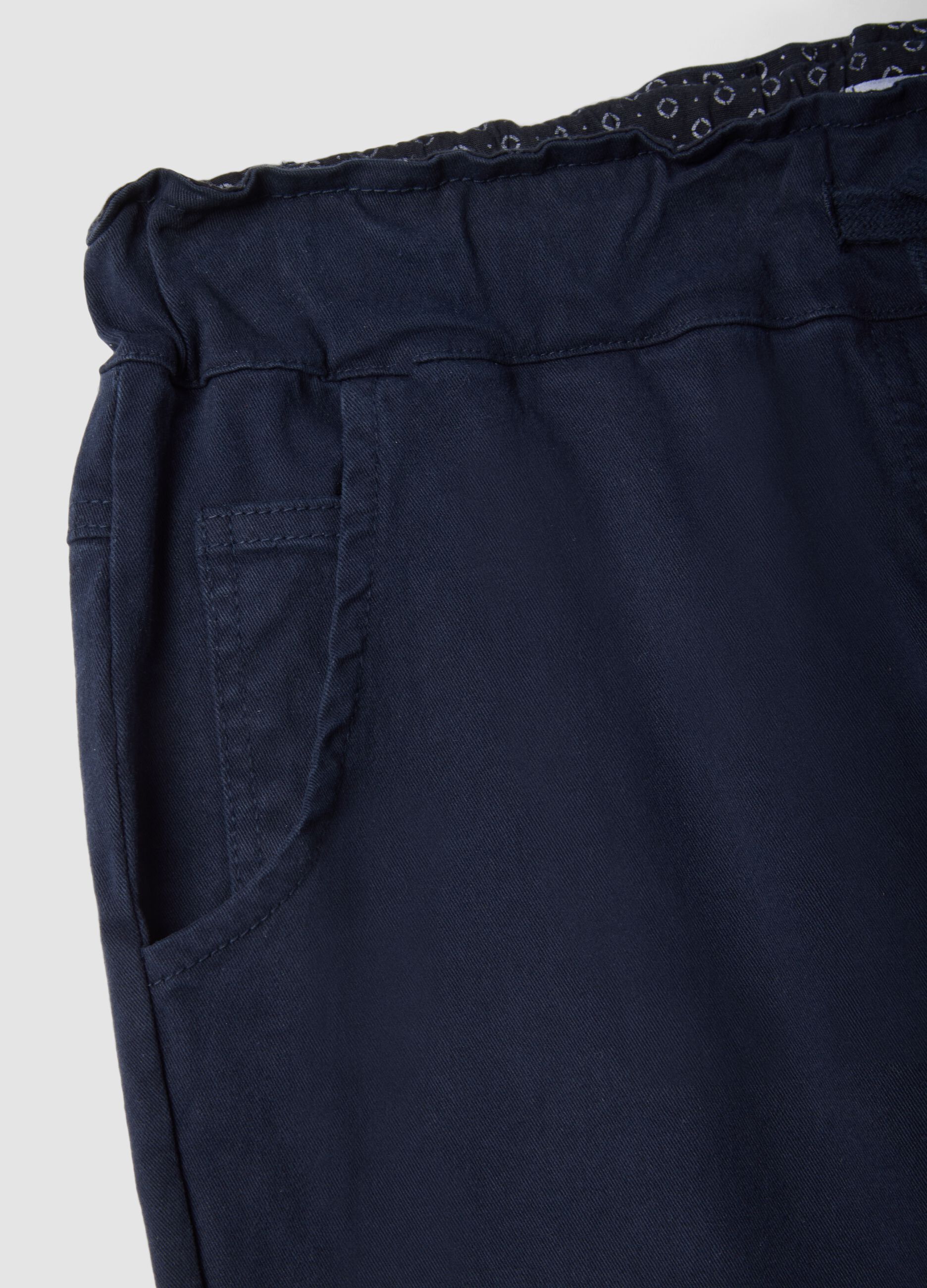 Blue stretch cotton trousers regular fit