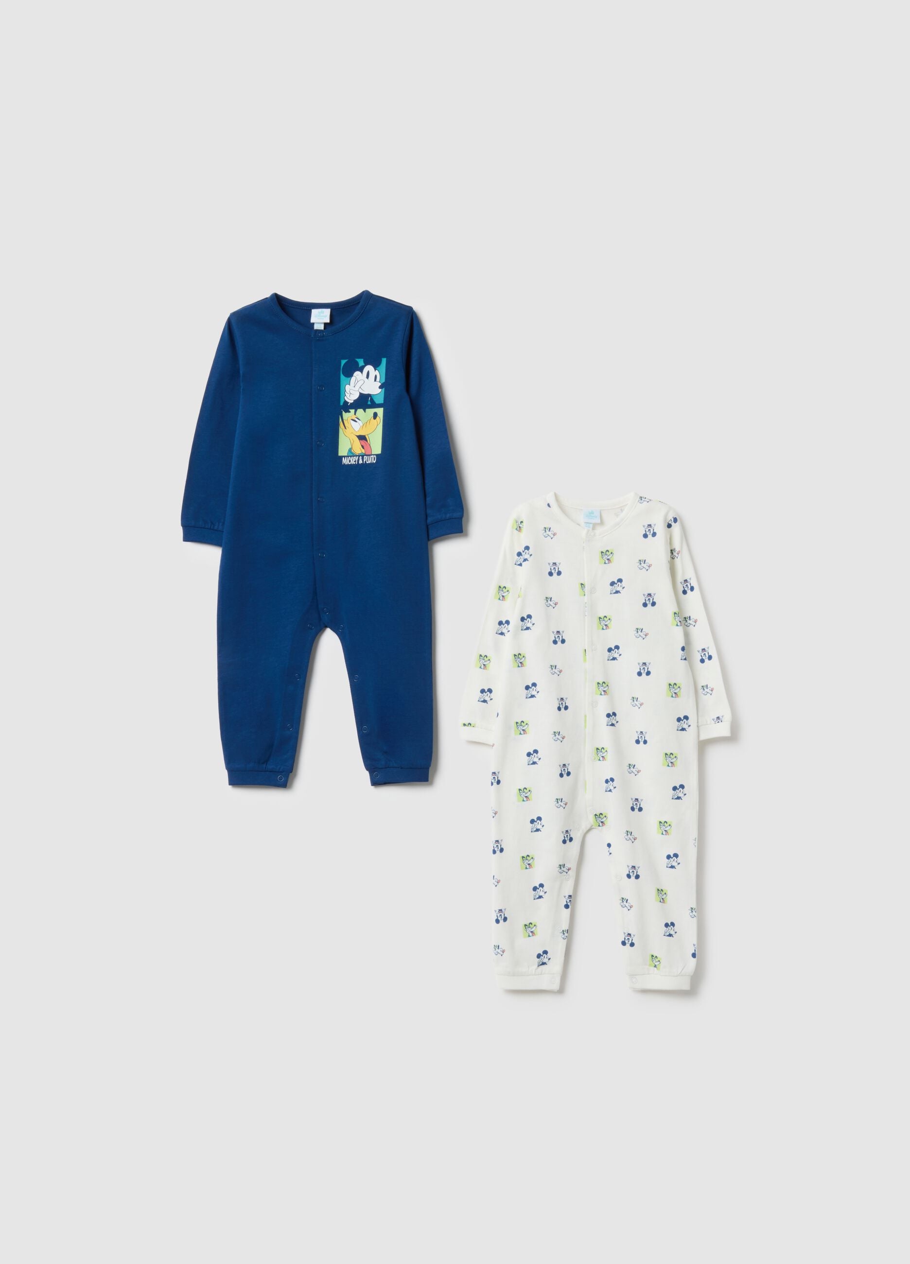 Two-pack long sleeve multicolour cotton bodysuits for babies