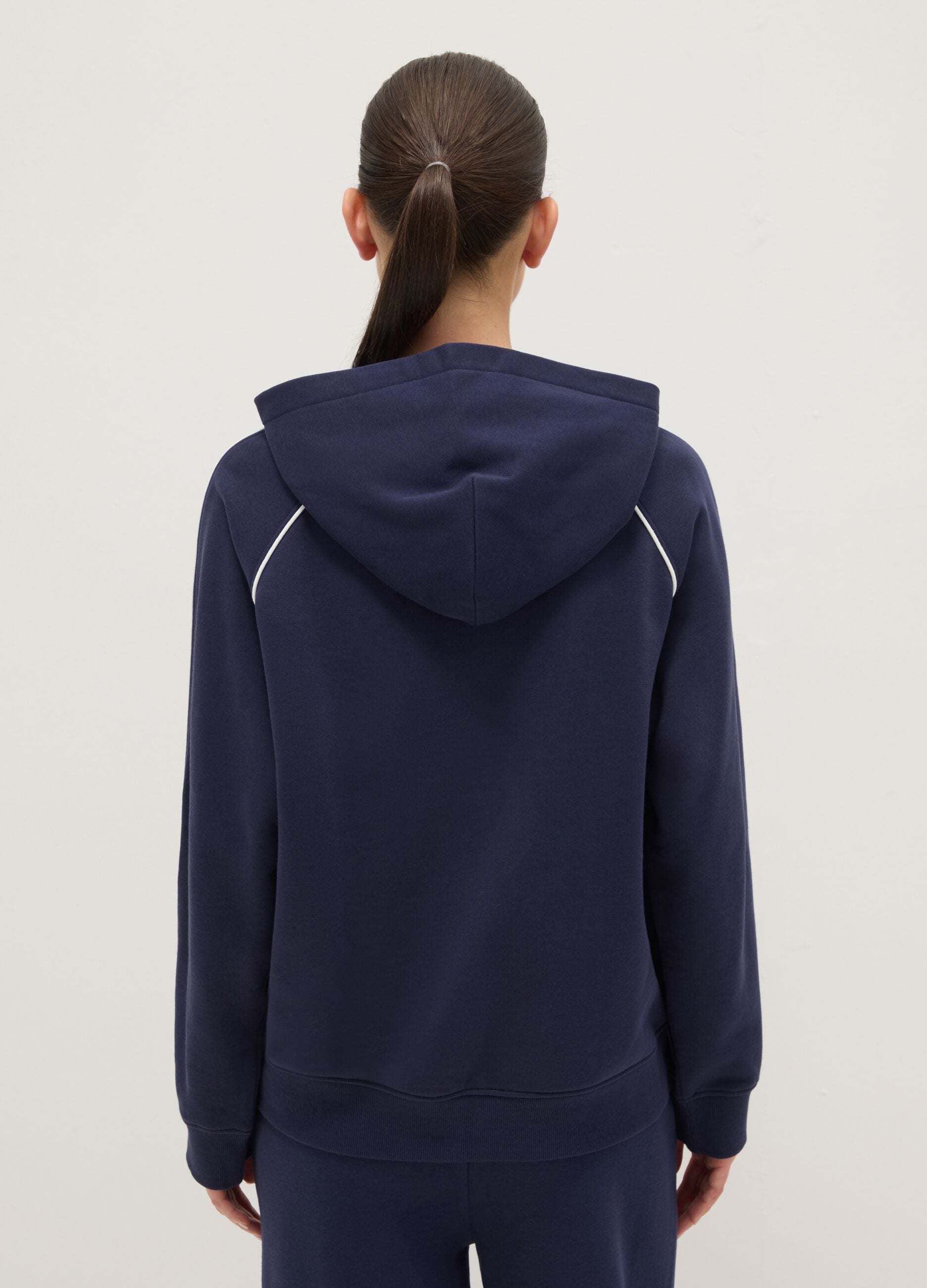 Blue hoodie with zip in cotton blend relaxed fit