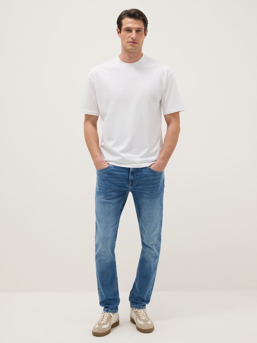 Blue Stretch Cotton Skinny Fit Jeans_0