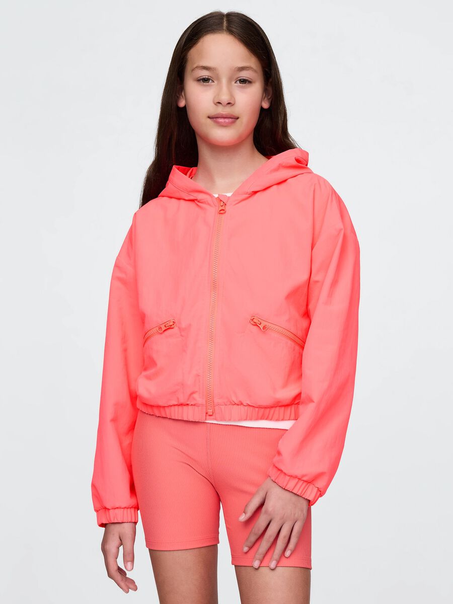 Pink lightweight jacket with hood_0