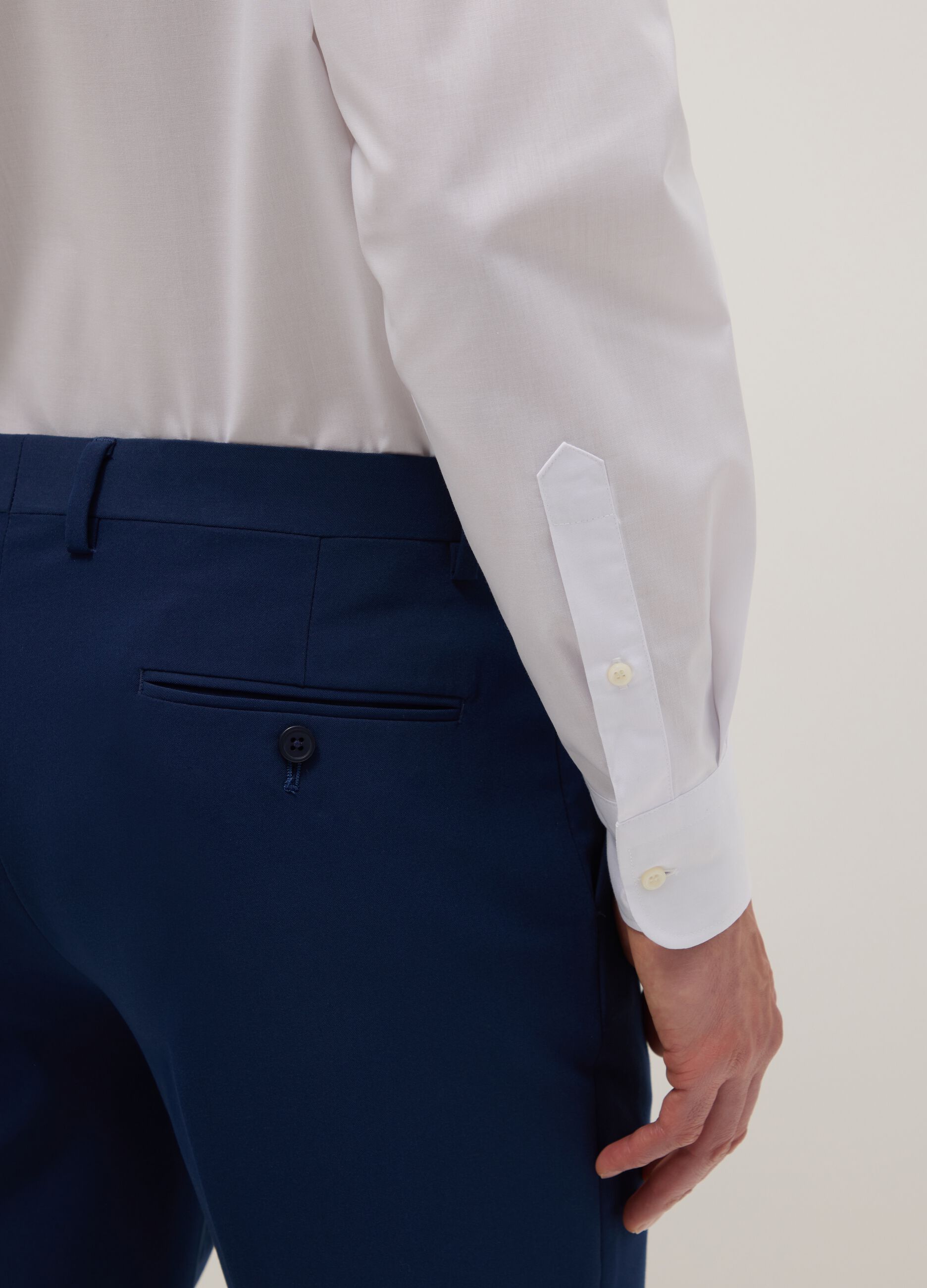 White cotton blend shirt regular fit easy iron