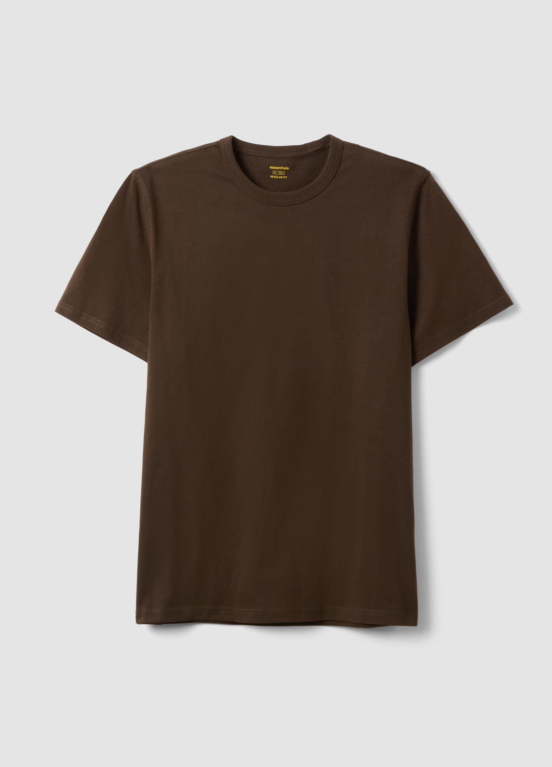 Brown regular fit pure cotton short sleeve T-shirt