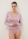 Pink long sleeve regular fit top with lace trims_0