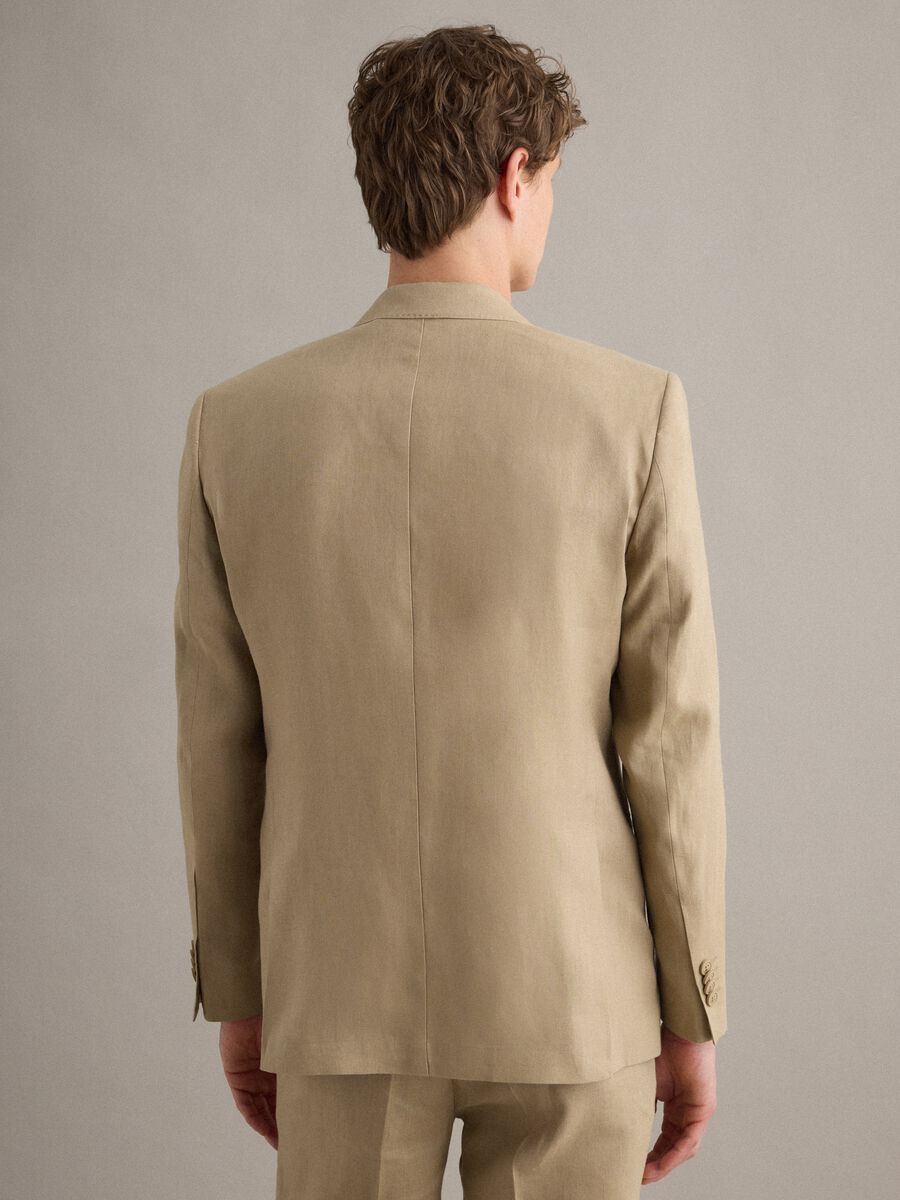 Blazer in puro lino beige slim fit_3