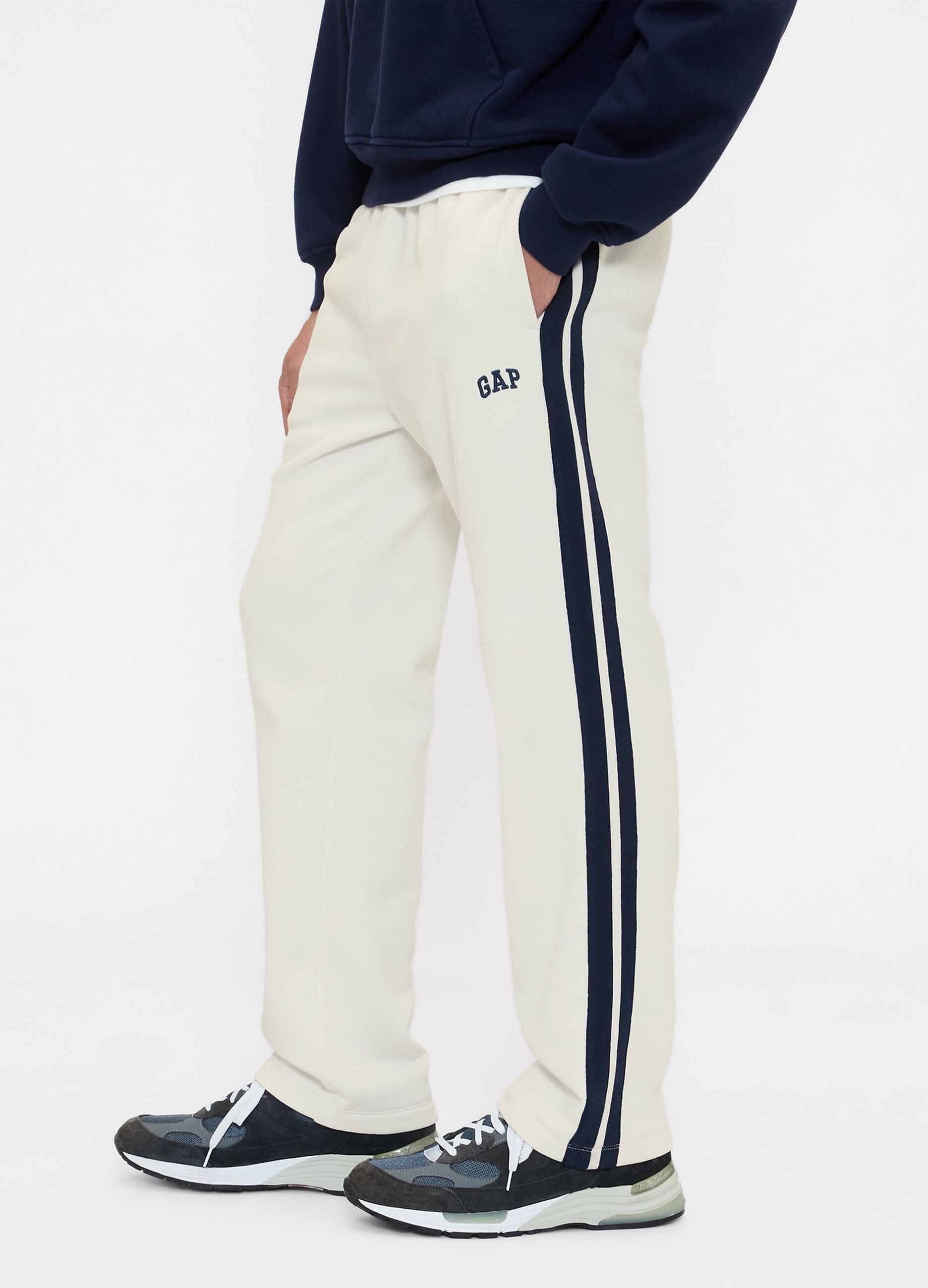 Men's White Trousers in Cotton and Polyester Blend