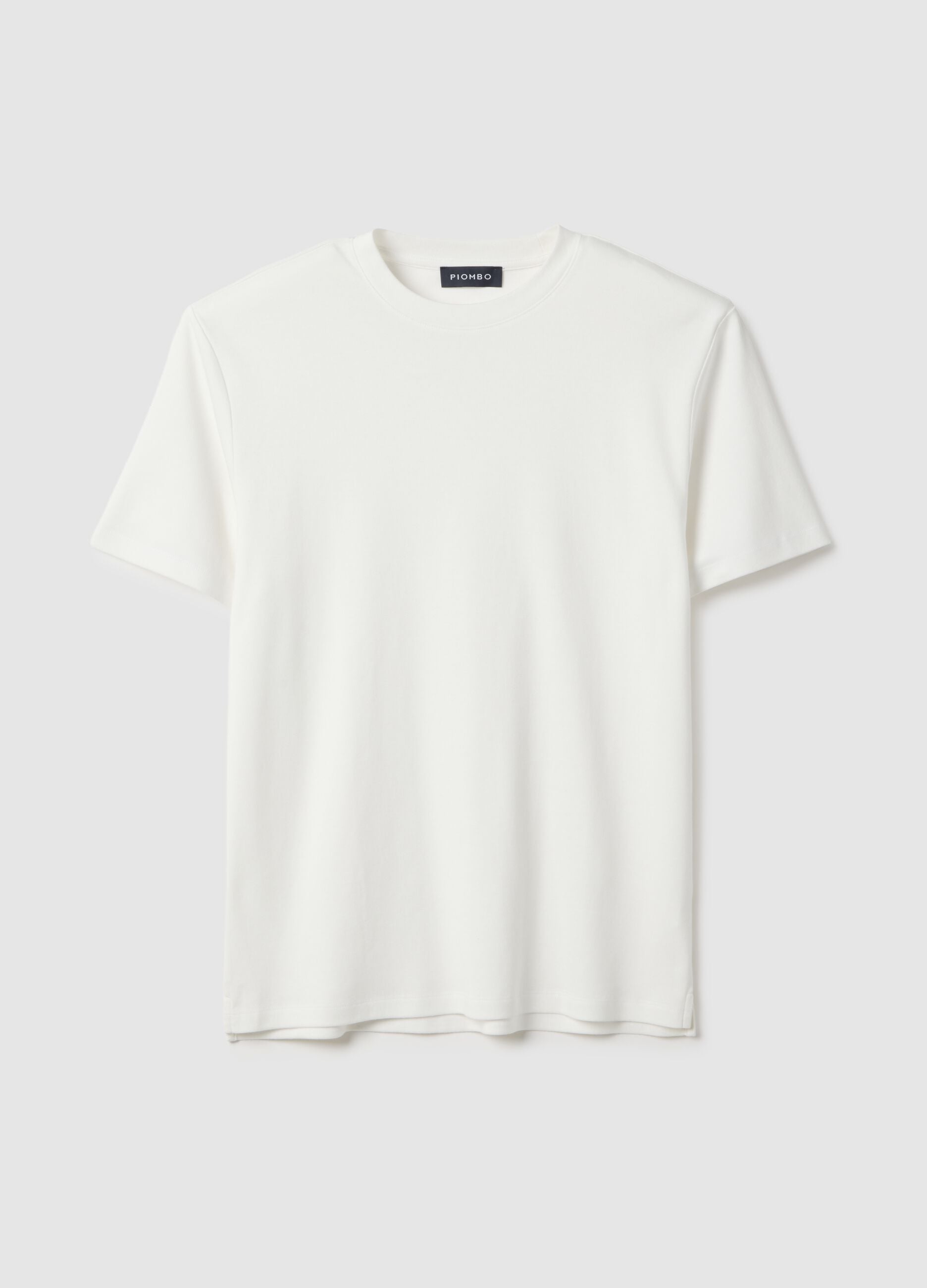 White cotton crew neck T-shirt, regular fit