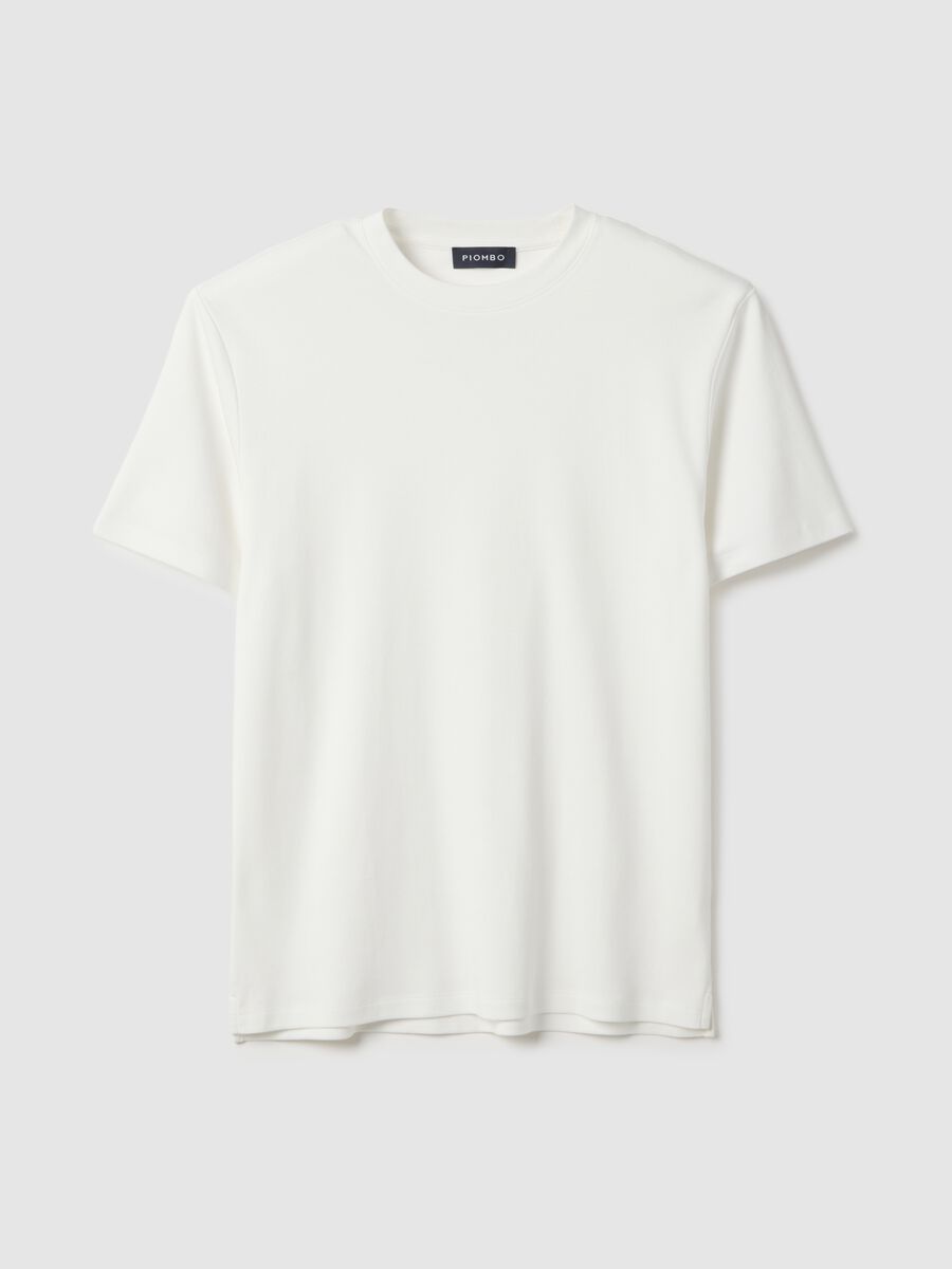 White cotton crew neck T-shirt, regular fit_0