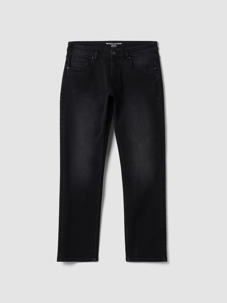 Black stretch cotton comfort-fit jeans_0