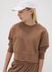 Brown sweatshirt in organic cotton and viscose blend with ribbed neckline_0