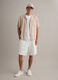 White cotton-blend jogger shorts with drawstring, relaxed fit_0