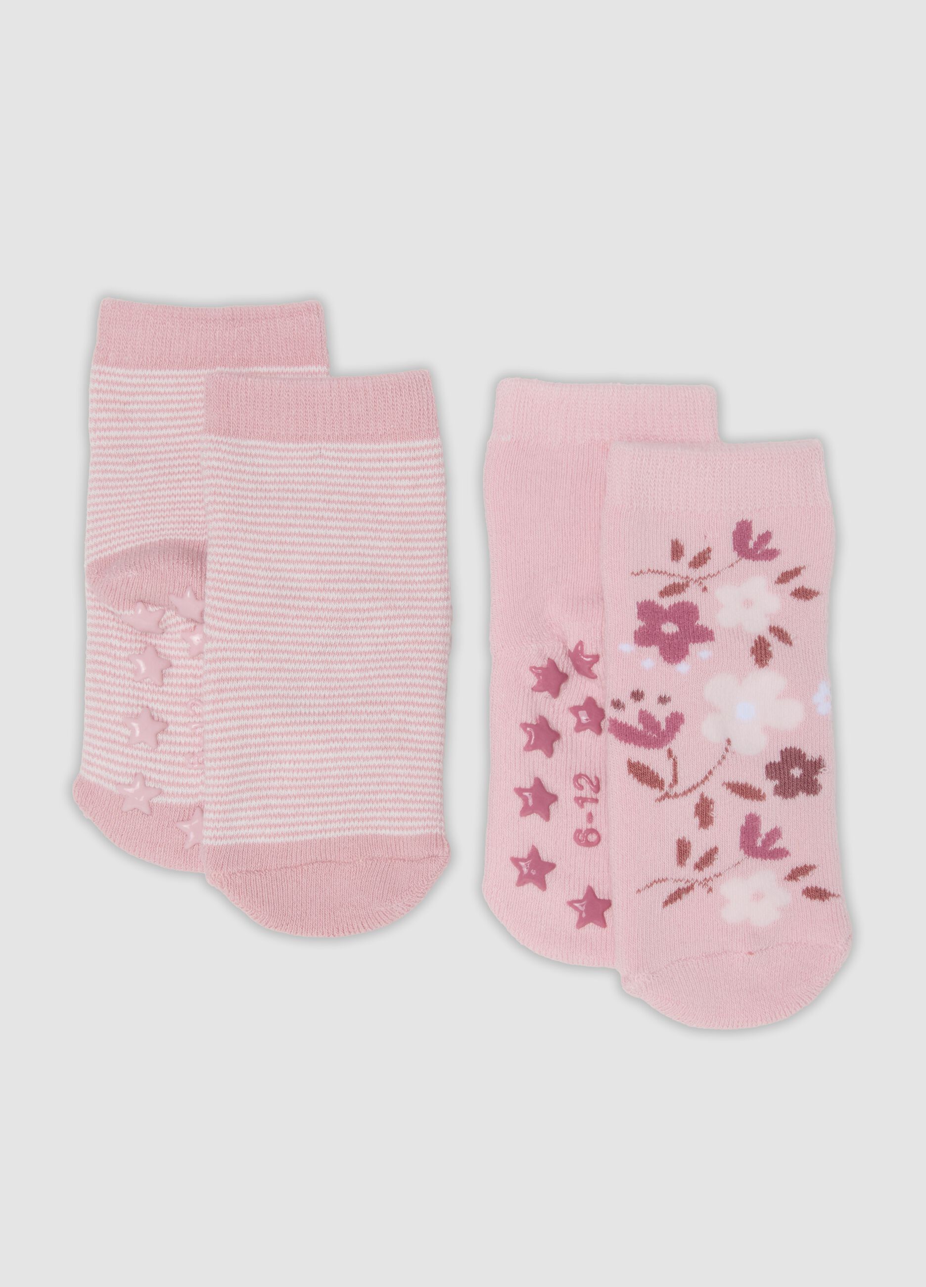 2-pack of pink organic cotton anti-slip socks for girls