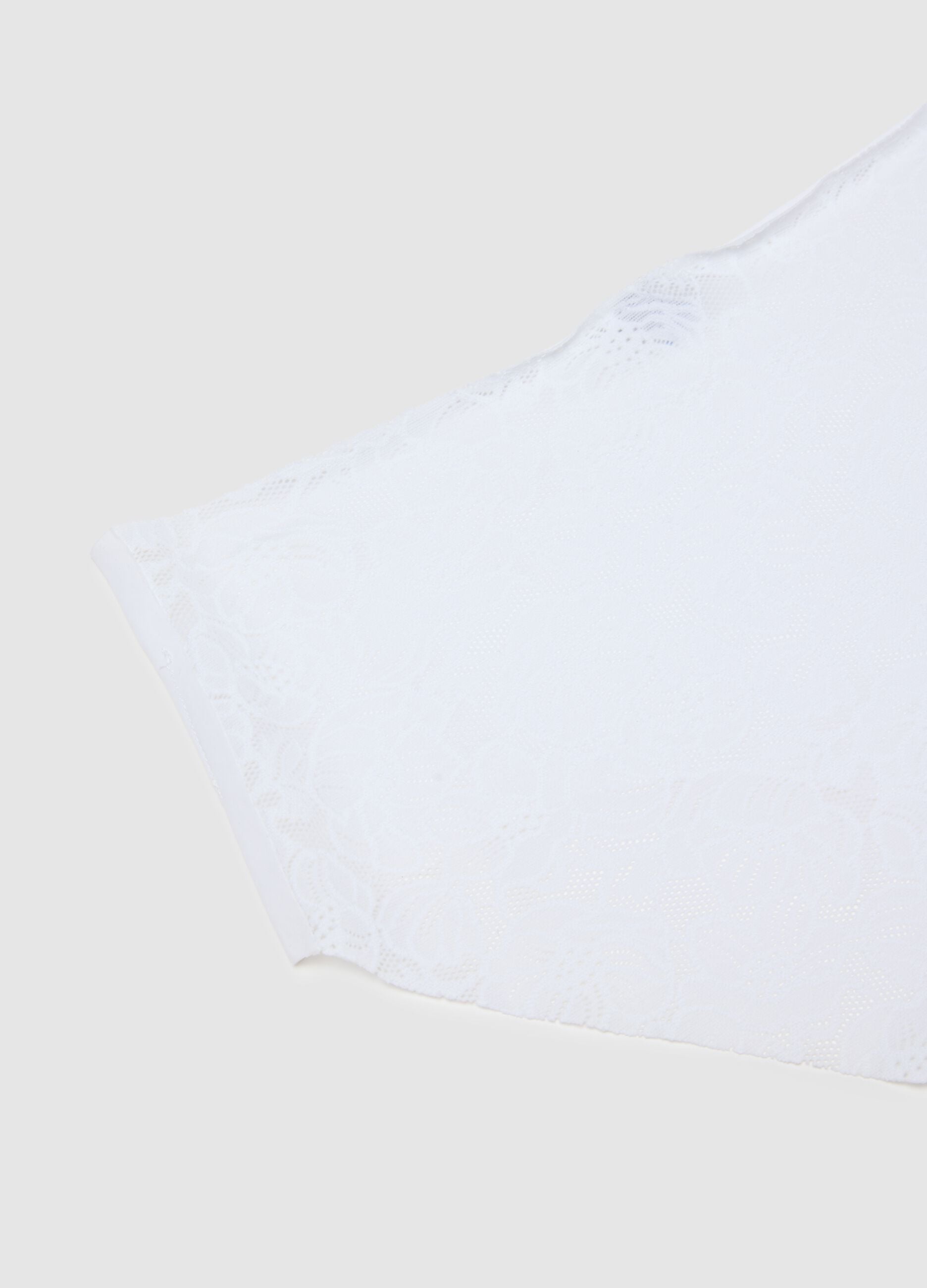 White High-Waisted Stretch Lace Briefs