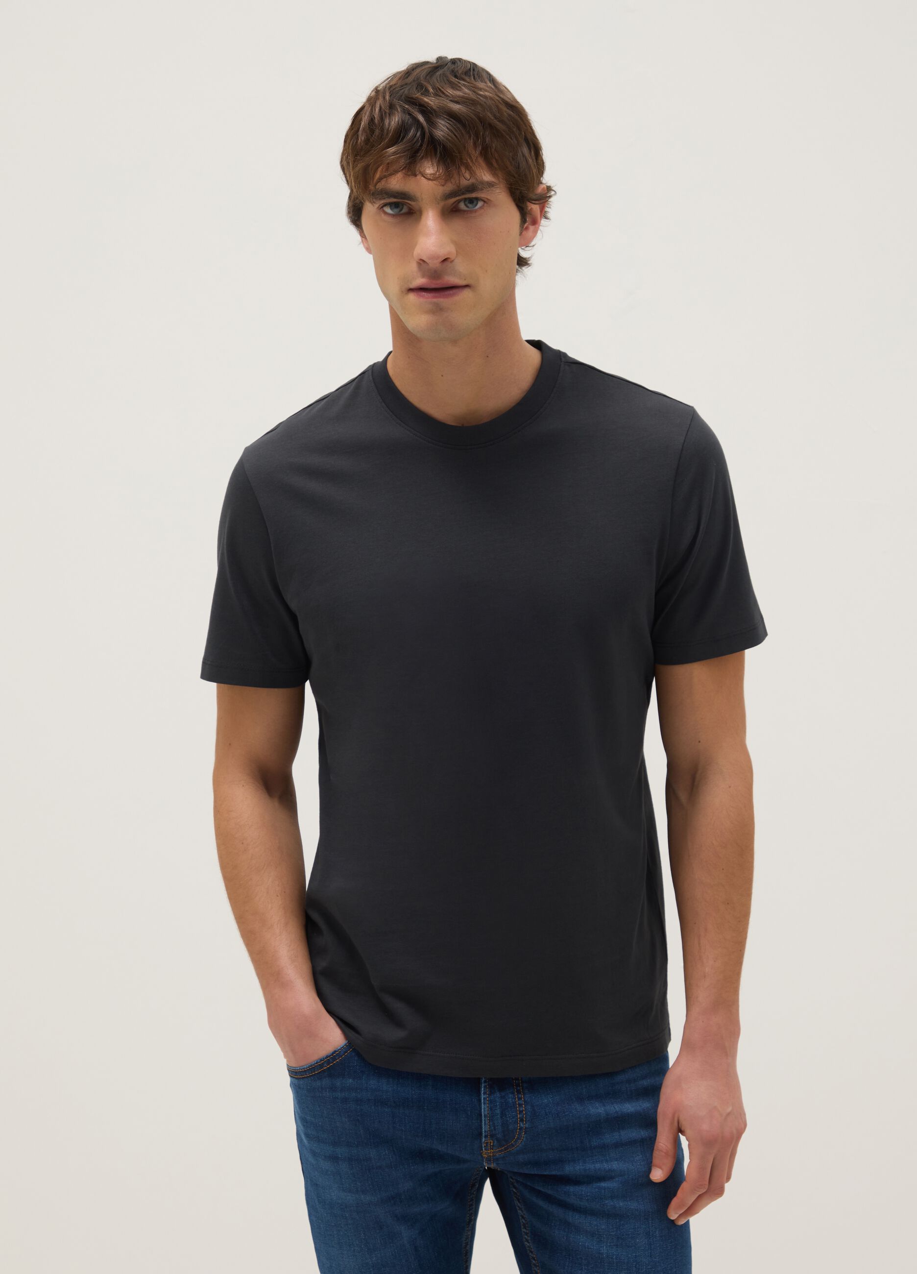 Black pure cotton regular fit t-shirt