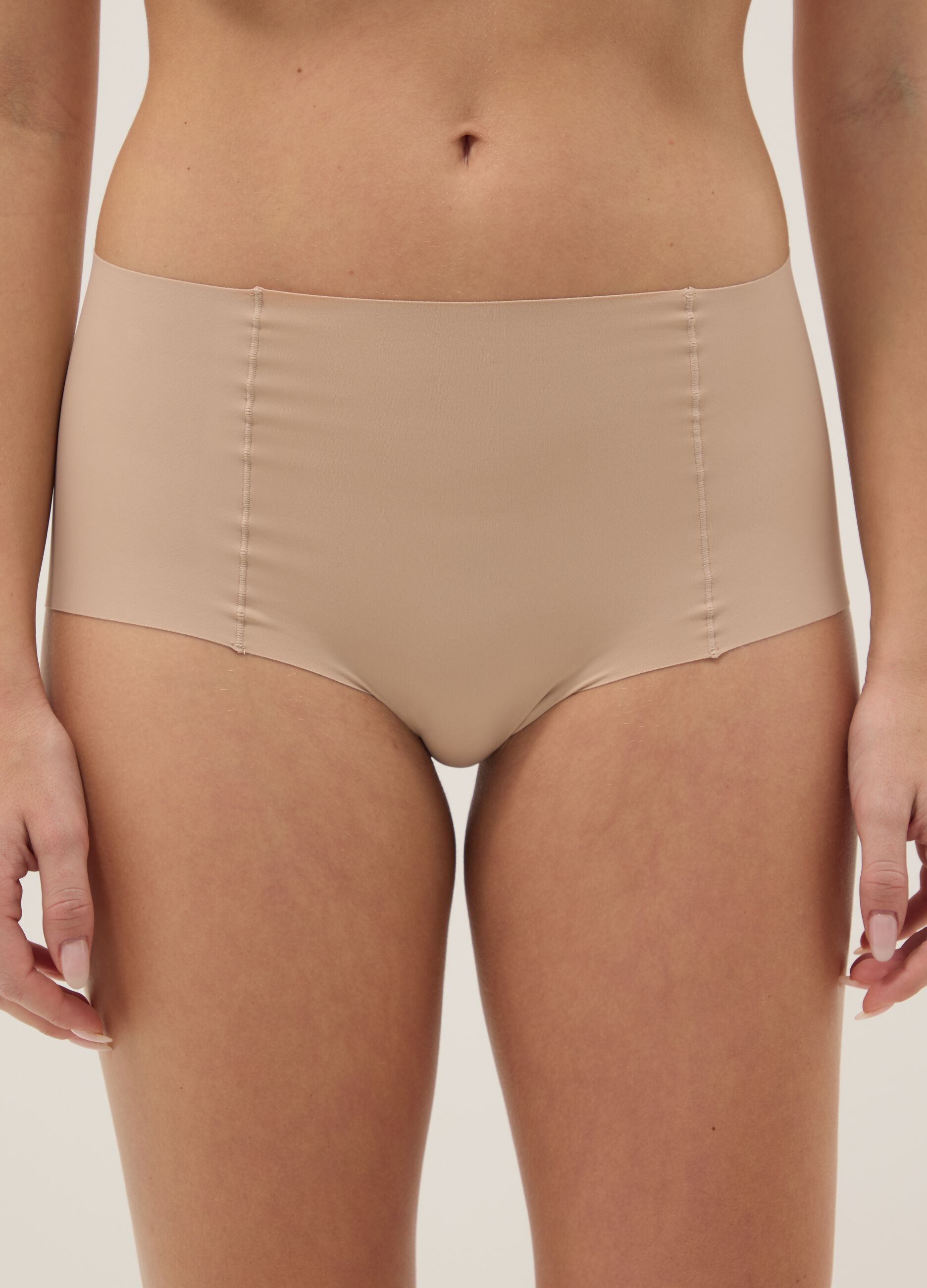 High-waist beige briefs
