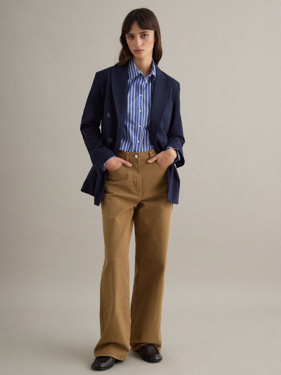 Blue Stretch Cotton Blazer Regular Fit_3