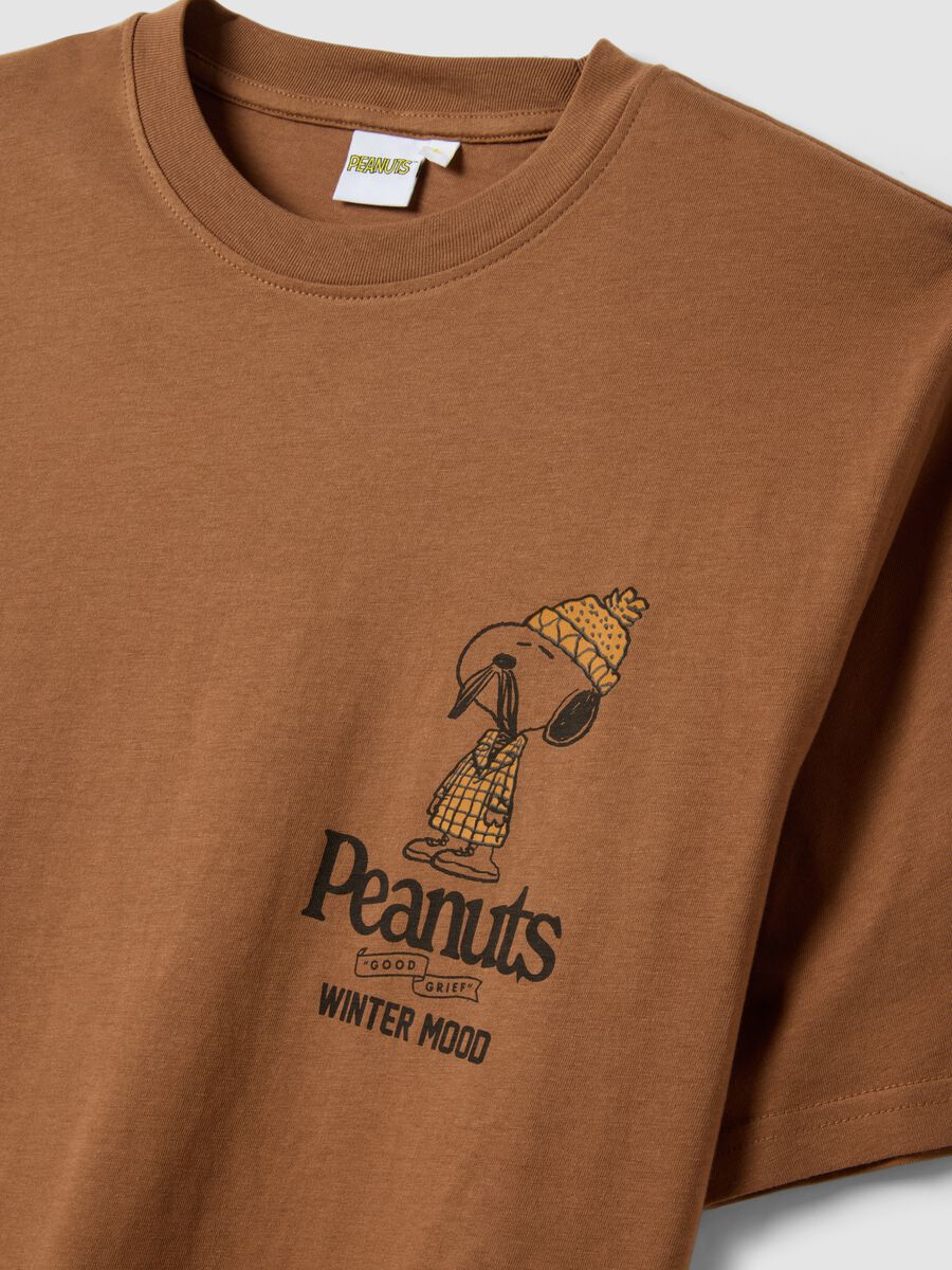 Brown pure cotton Peanuts print T-shirt, relaxed fit_6