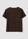Brown pure viscose blouse with Mandarin collar and animal print, regular fit_1