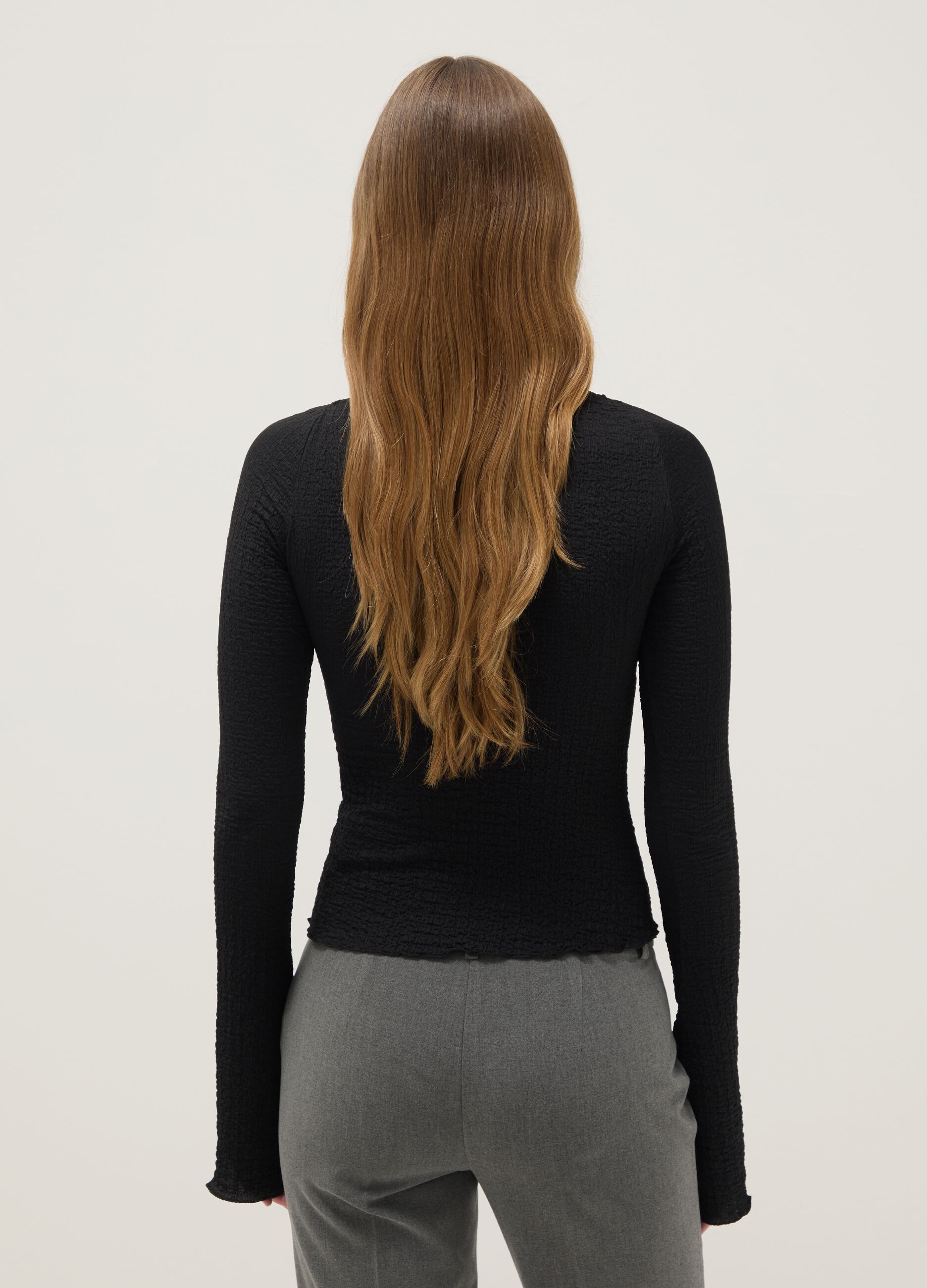 Black long sleeve regular fit top