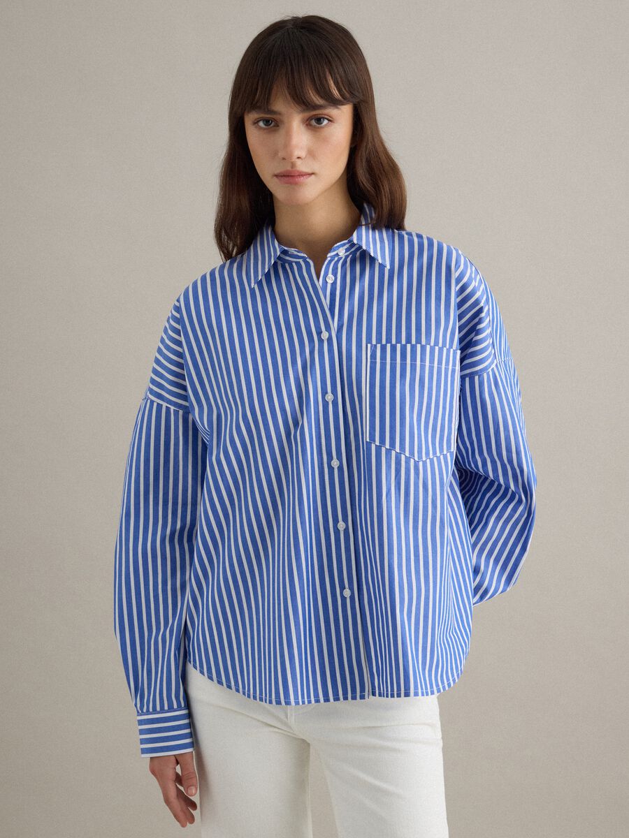 Multicolour striped pure cotton oversized fit shirt_0