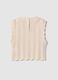 Beige perforated cotton vest for girls regular fit_1